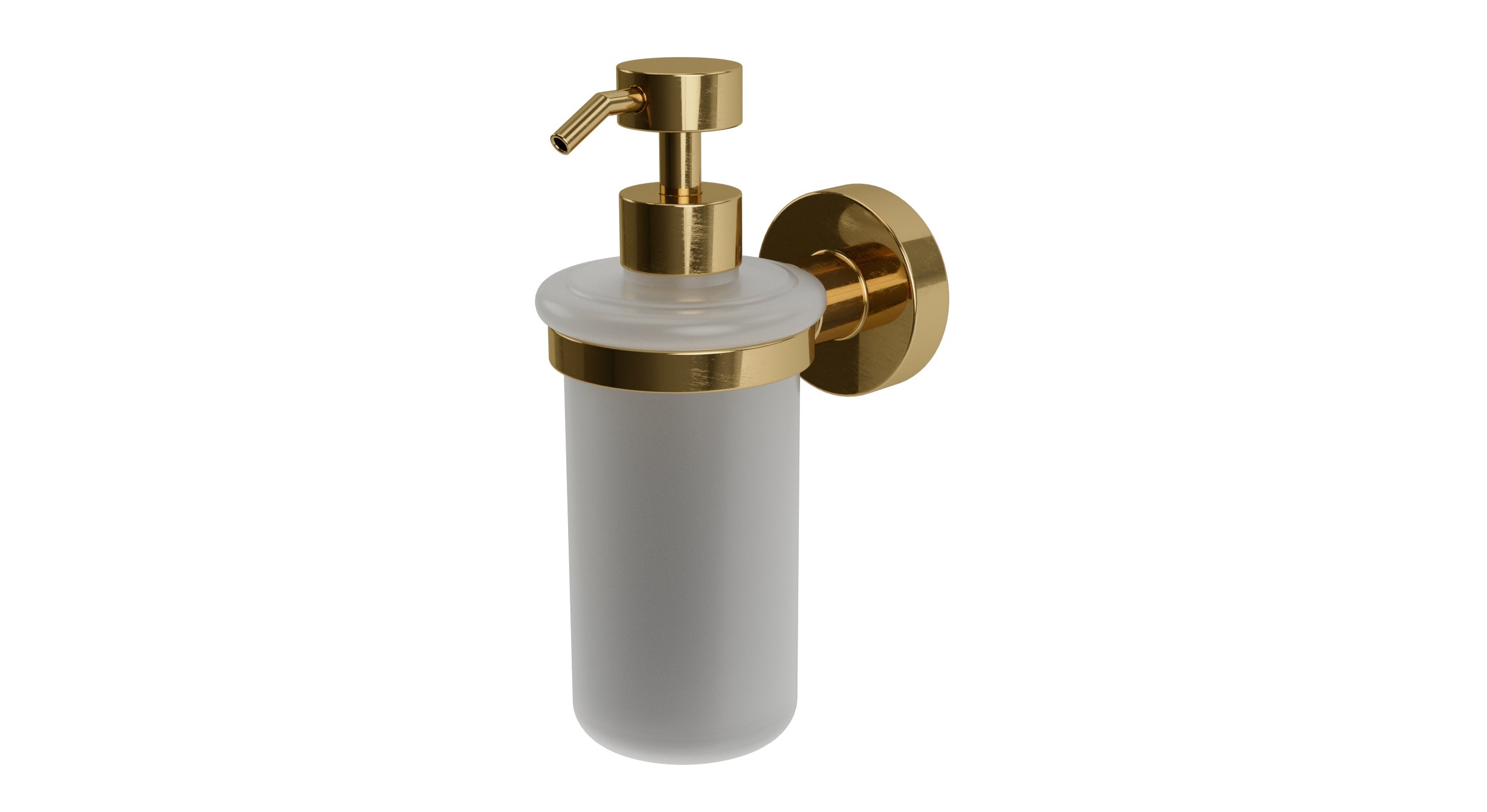 Flatiron Round Soap Dispenser in Uncoated Polished Brass
