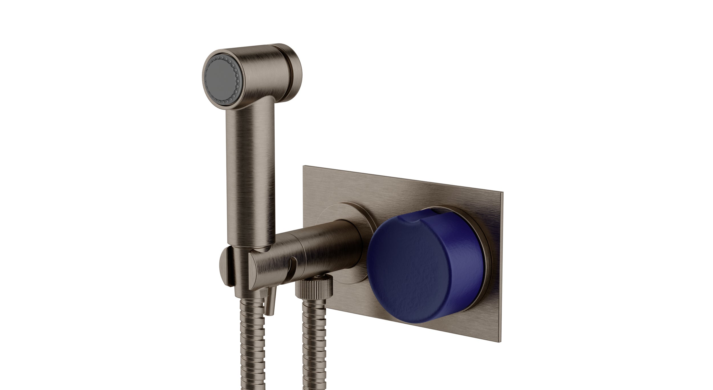 Foundry One Handle Wall Mount Bidet Trim with Groove Ceramic Knob Handle in Antique Nickel