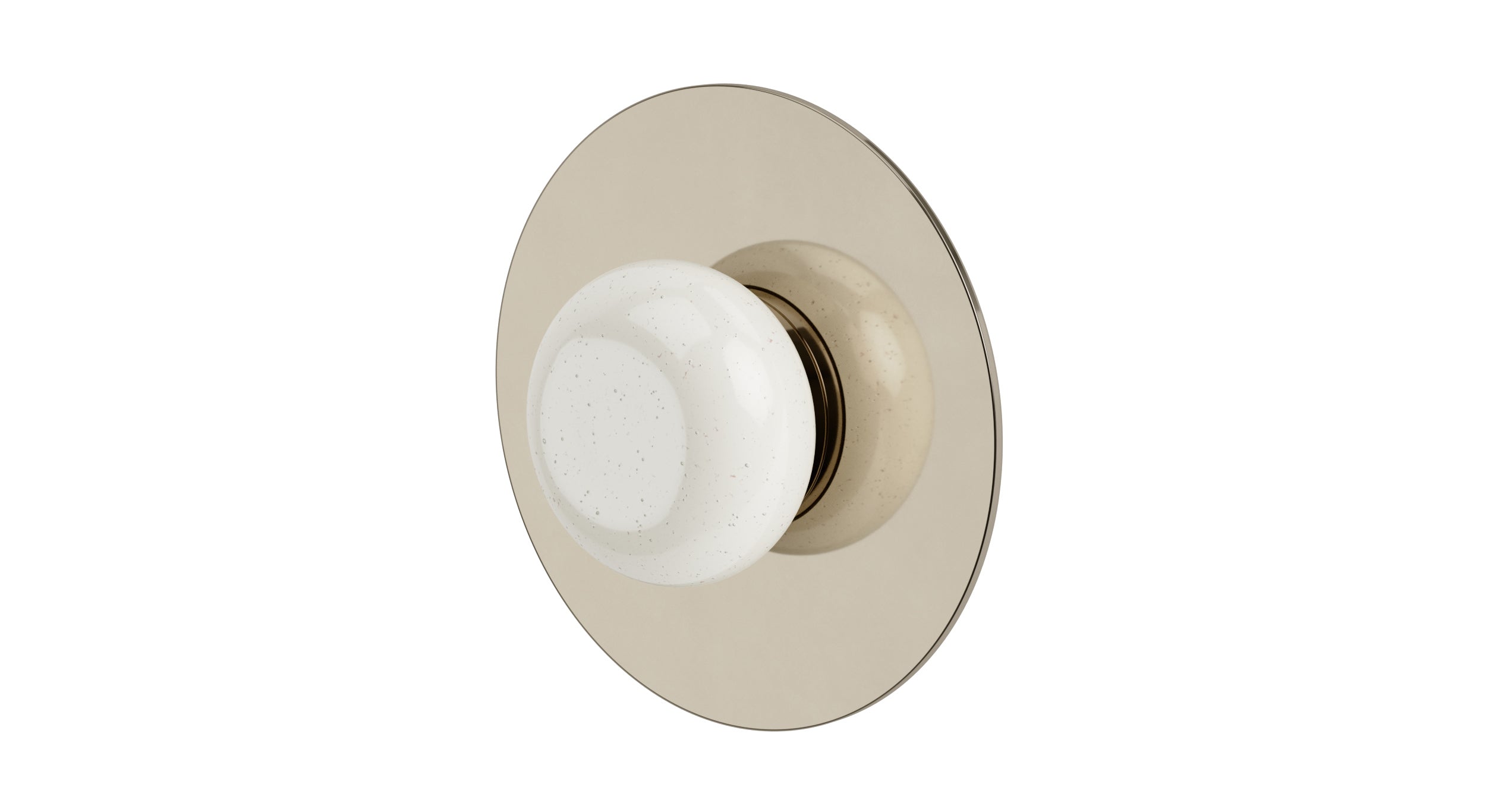 Foundry One Handle Wall Mount Shower Trim with Pebble Ceramic Knob Handle in Polished Nickel