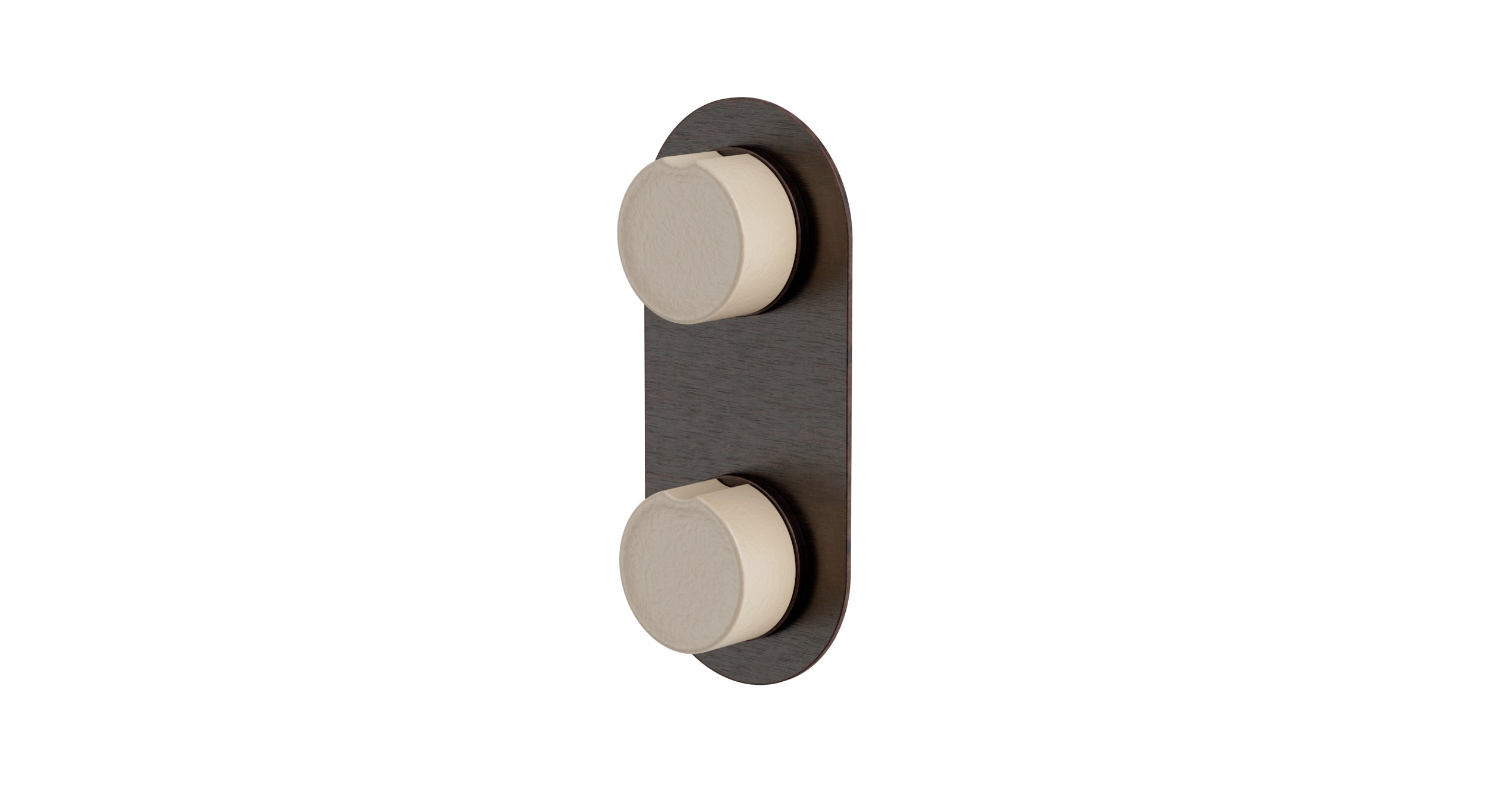Foundry Two Handle Wall Mount Shower Trim with Groove Ceramic Knob Handles in Antique Bronze