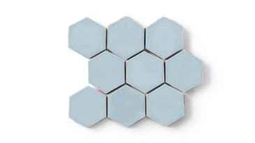 3" Hexagon Sheeted Original Ceramic Mosaic Tile in Crater Lake Gloss