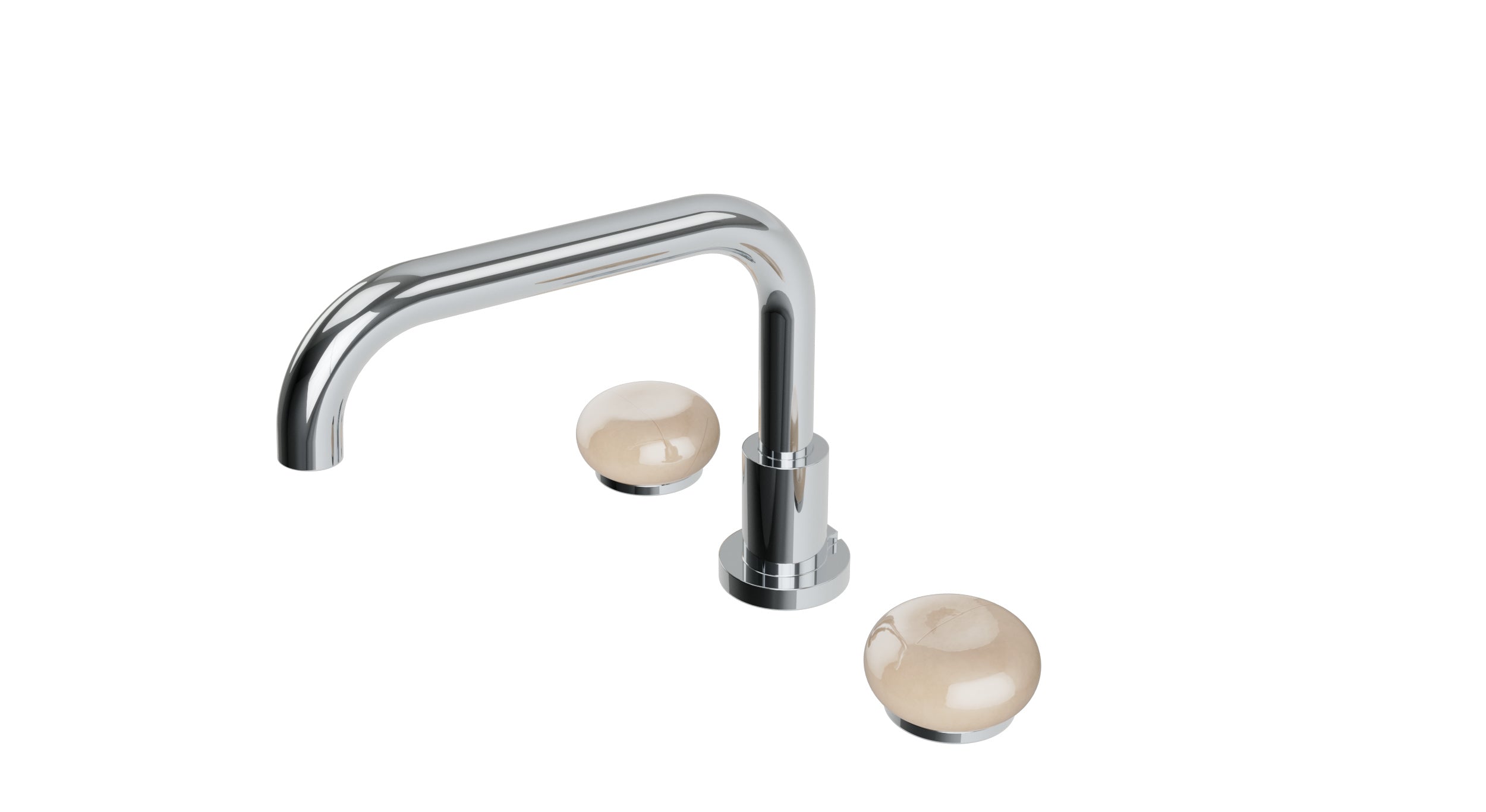 Foundry Two Handle Deck Mount Squaretop Bath Trim with Pebble Ceramic Knob Handles in Polished Chrome