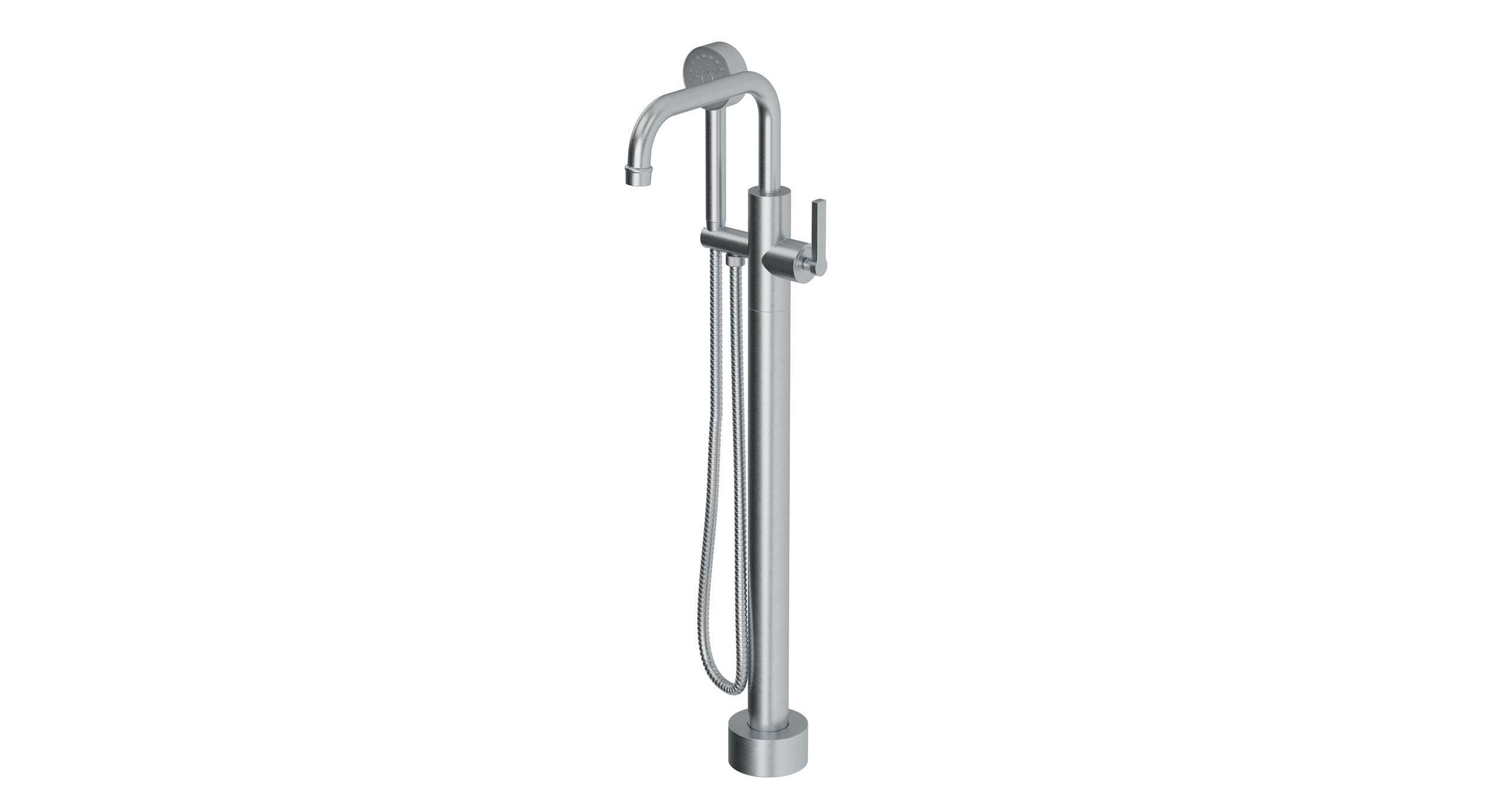 Emerson One Handle Floor Mount Squaretop Bath Trim with Hand Shower and Classic Lever Handle in Satin Chrome