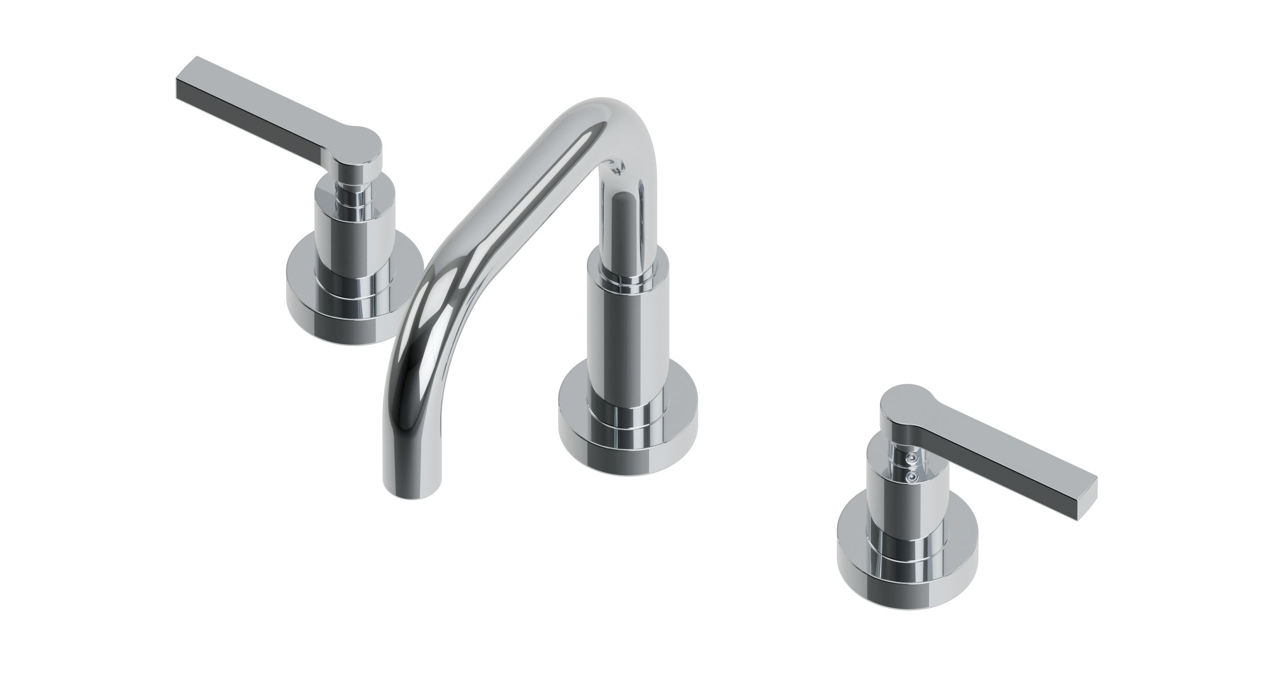 Flatiron Two Handle Deck Mount Squaretop Lavatory Faucet with Linear Lever Handles