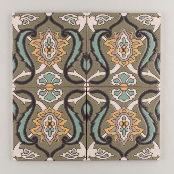 6x6 Handpainted Tile Almeria in Neutral Motif