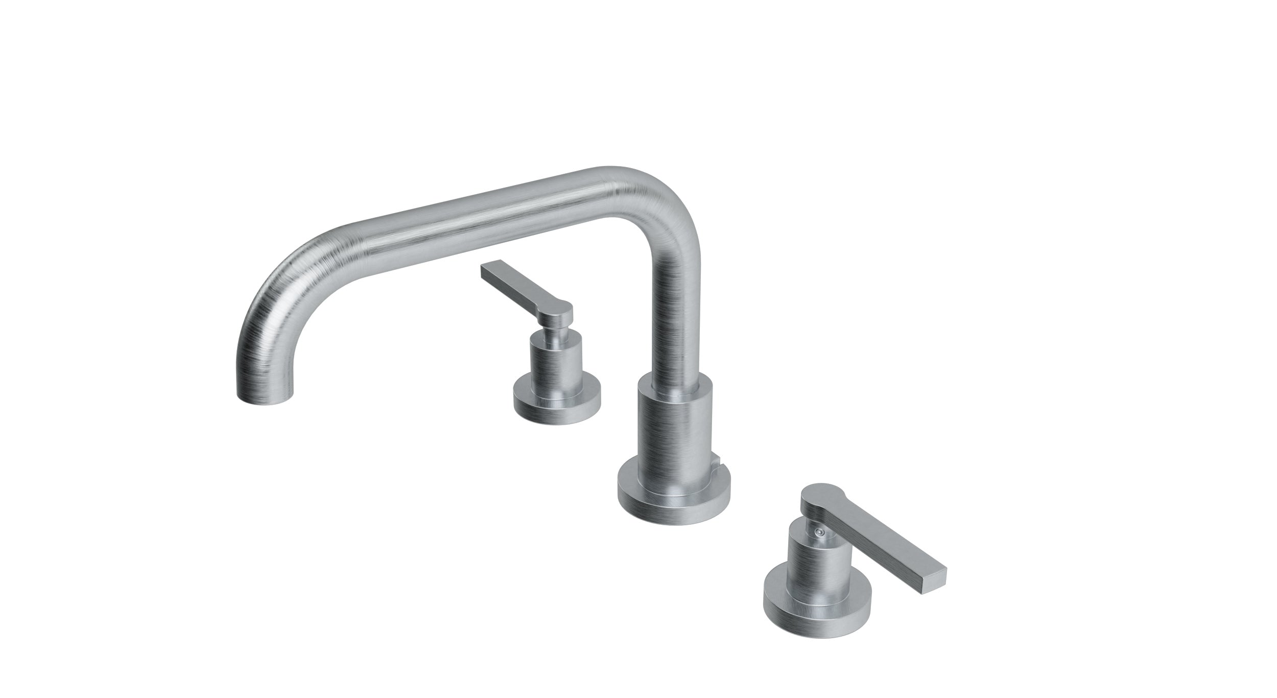 Flatiron Two Handle Deck Mount Squaretop Bath Trim with Linear Lever Handles in Satin Chrome
