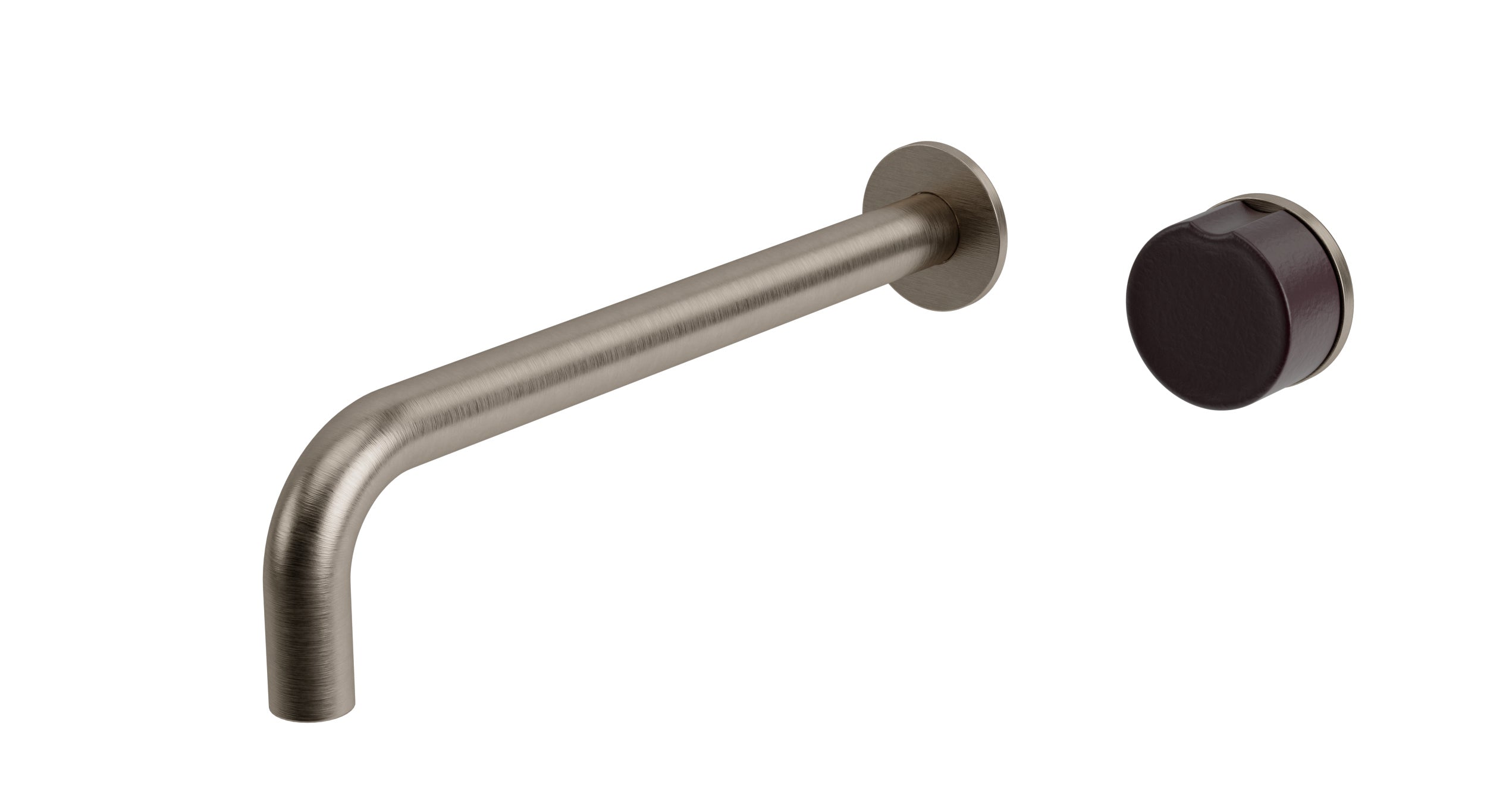 Foundry One Handle Wall Mount 10" Lavatory Faucet with Groove Ceramic Knob Handle in Antique Nickel