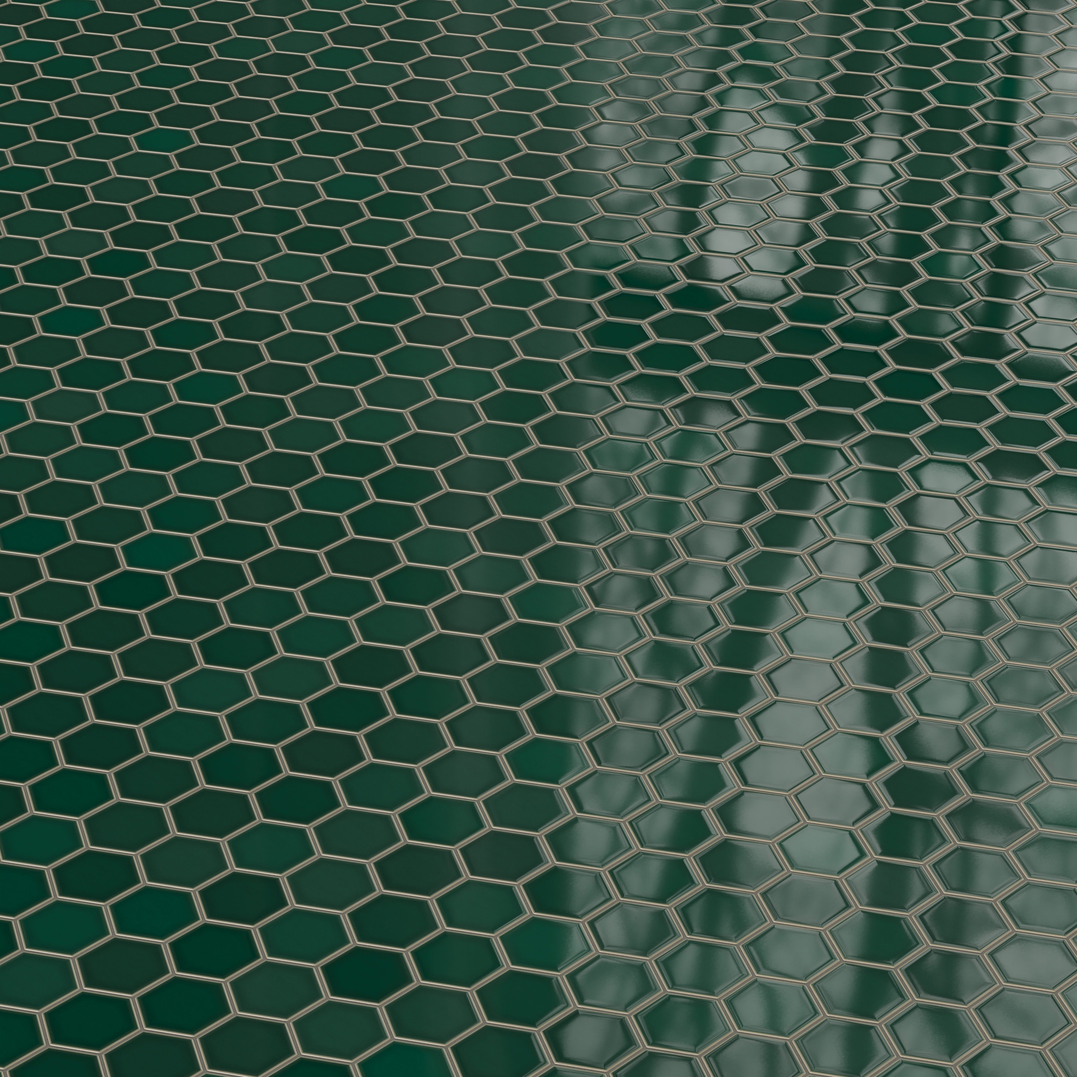 4" Hexagon Original Ceramic Tile in Evergreen Gloss