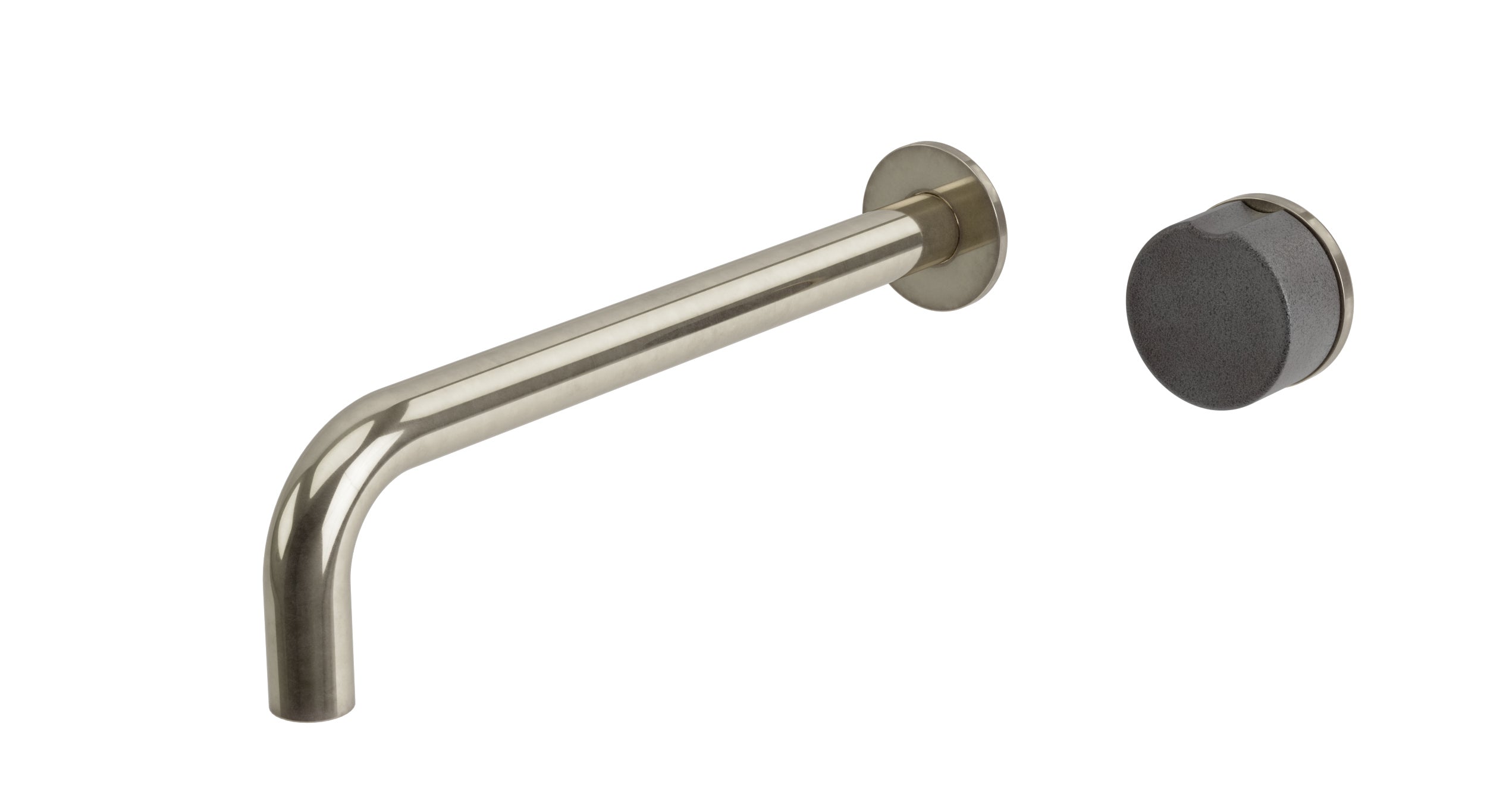 Foundry One Handle Wall Mount 10" Lavatory Faucet with Groove Ceramic Knob Handle in French Nickel