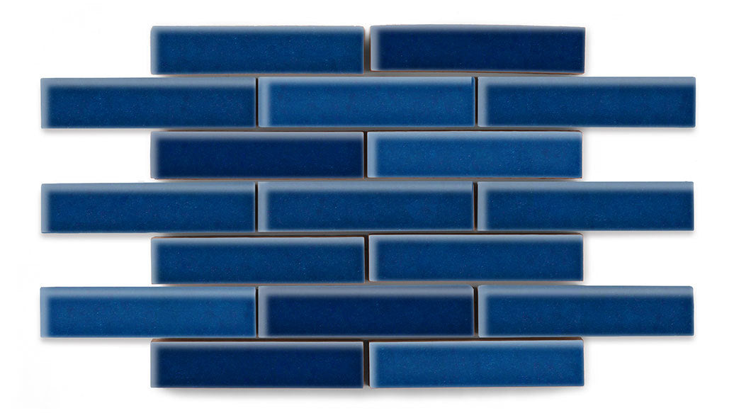 1x4 Half Offset Sheeted Original Ceramic Mosaic Tile in Lake Tahoe Gloss