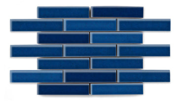 1x4 Half Offset Sheeted Original Ceramic Mosaic Tile in Lake Tahoe Gloss