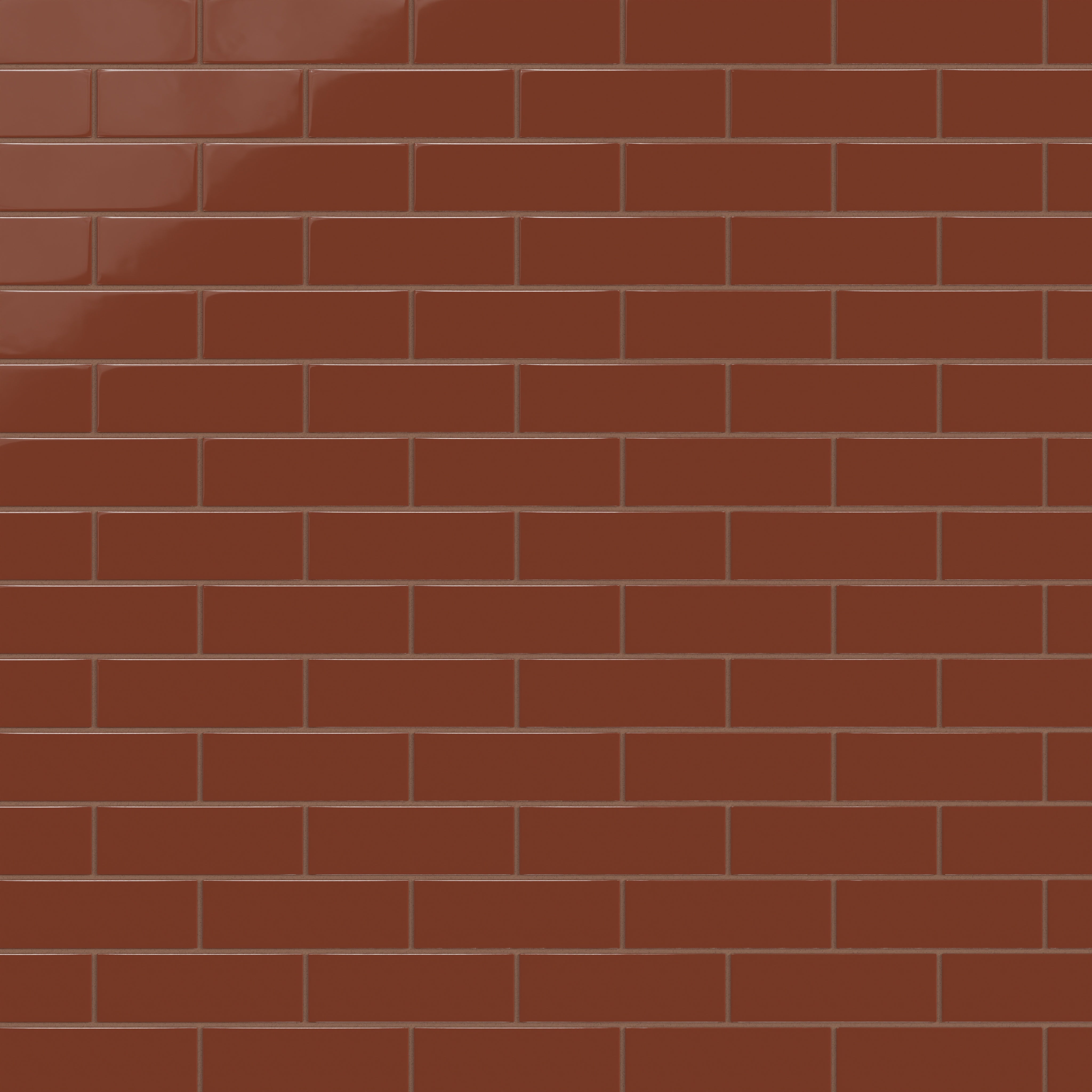 2x6 Natural Press Ceramic Tile in Red Iron Oxide Gloss