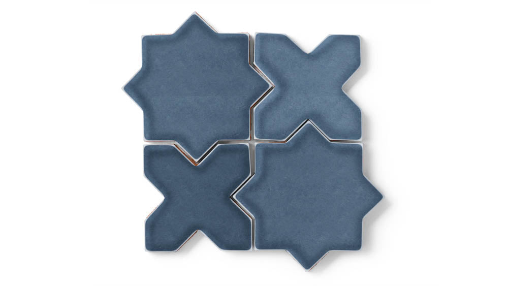 Star & Cross Original Ceramic Tile in Slate Blue Gloss