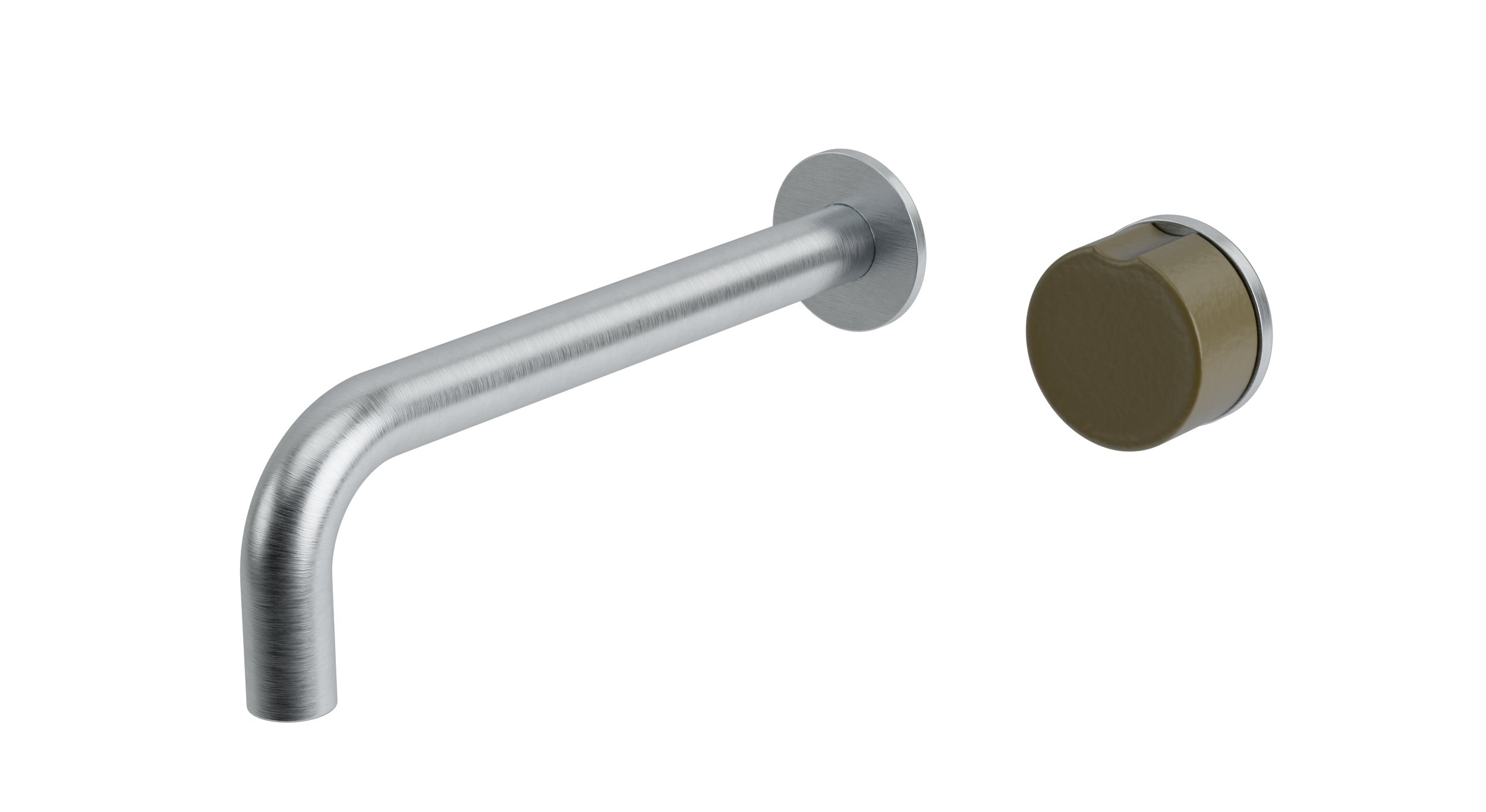 Foundry One Handle Wall Mount 7.5" Lavatory Faucet with Groove Ceramic Knob Handle in Satin Chrome