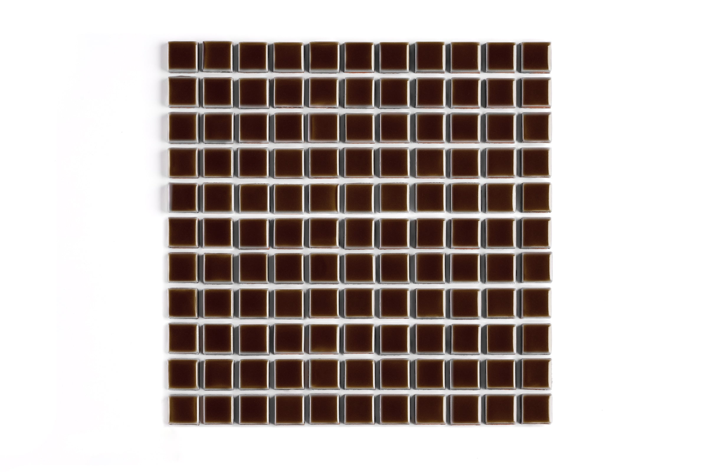 1x1 Straight Set Sheeted Original Ceramic Mosaic Tile in Garnet Gloss