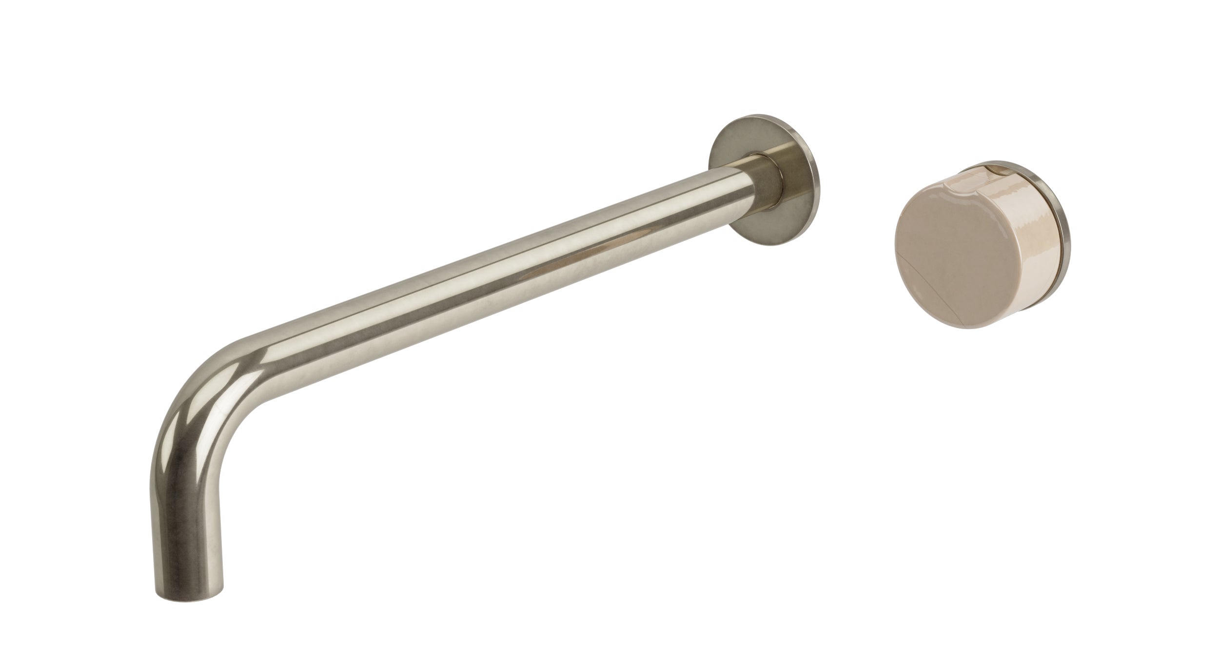 Foundry One Handle Wall Mount 12" Lavatory Faucet with Groove Ceramic Knob Handle in French Nickel