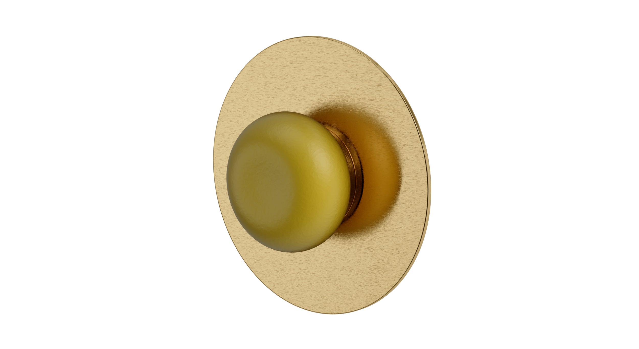 Foundry One Handle Wall Mount Shower Trim with Pebble Ceramic Knob Handle in Satin Brass