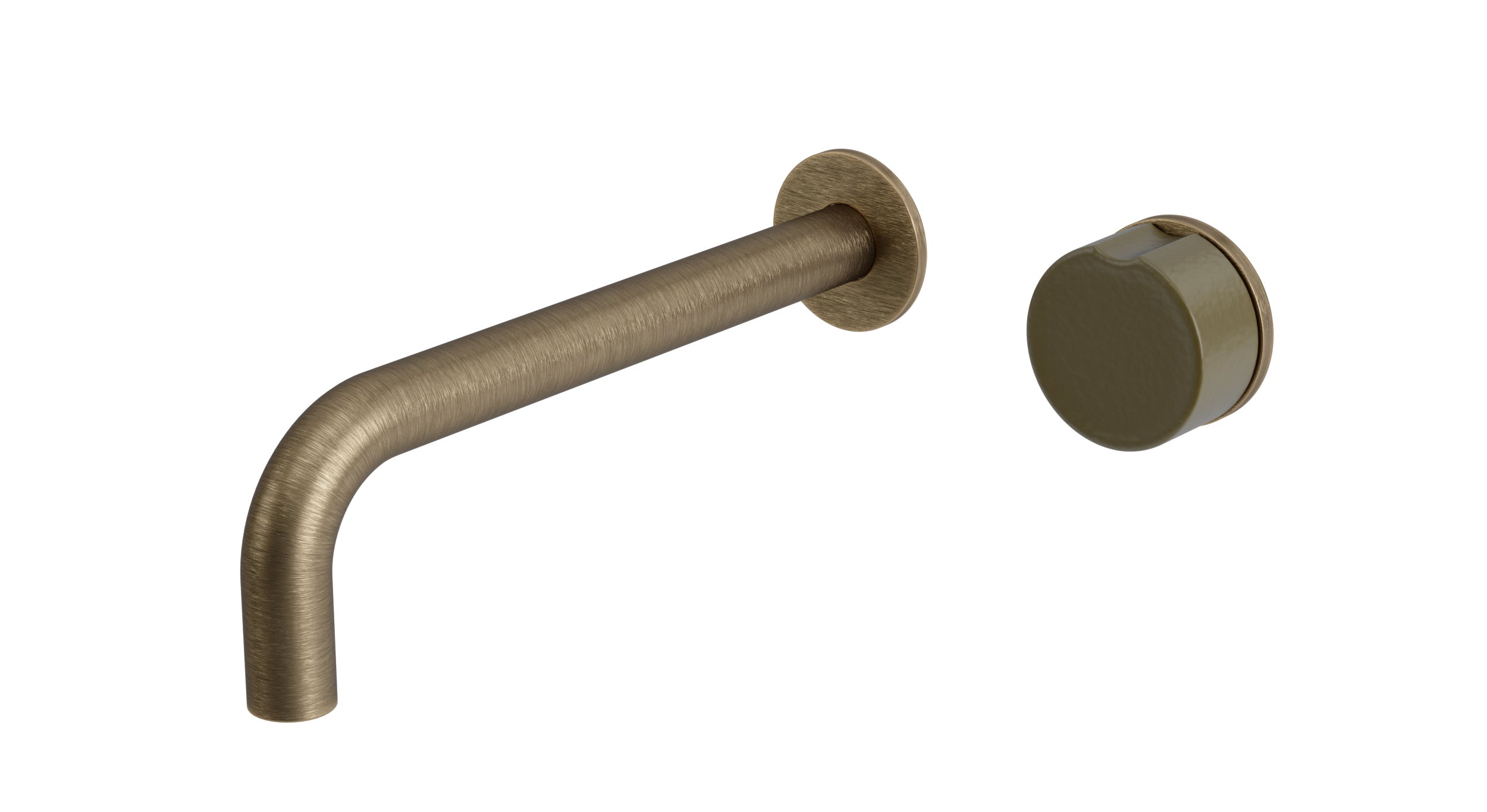 Foundry One Handle Wall Mount 7.5" Lavatory Faucet with Groove Ceramic Knob Handle in Antique Brass