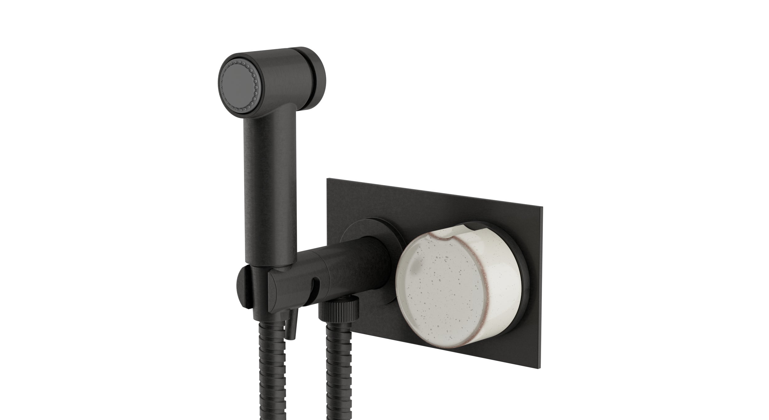 Foundry One Handle Wall Mount Bidet Trim with Groove Ceramic Knob Handle in Blackened Nickel