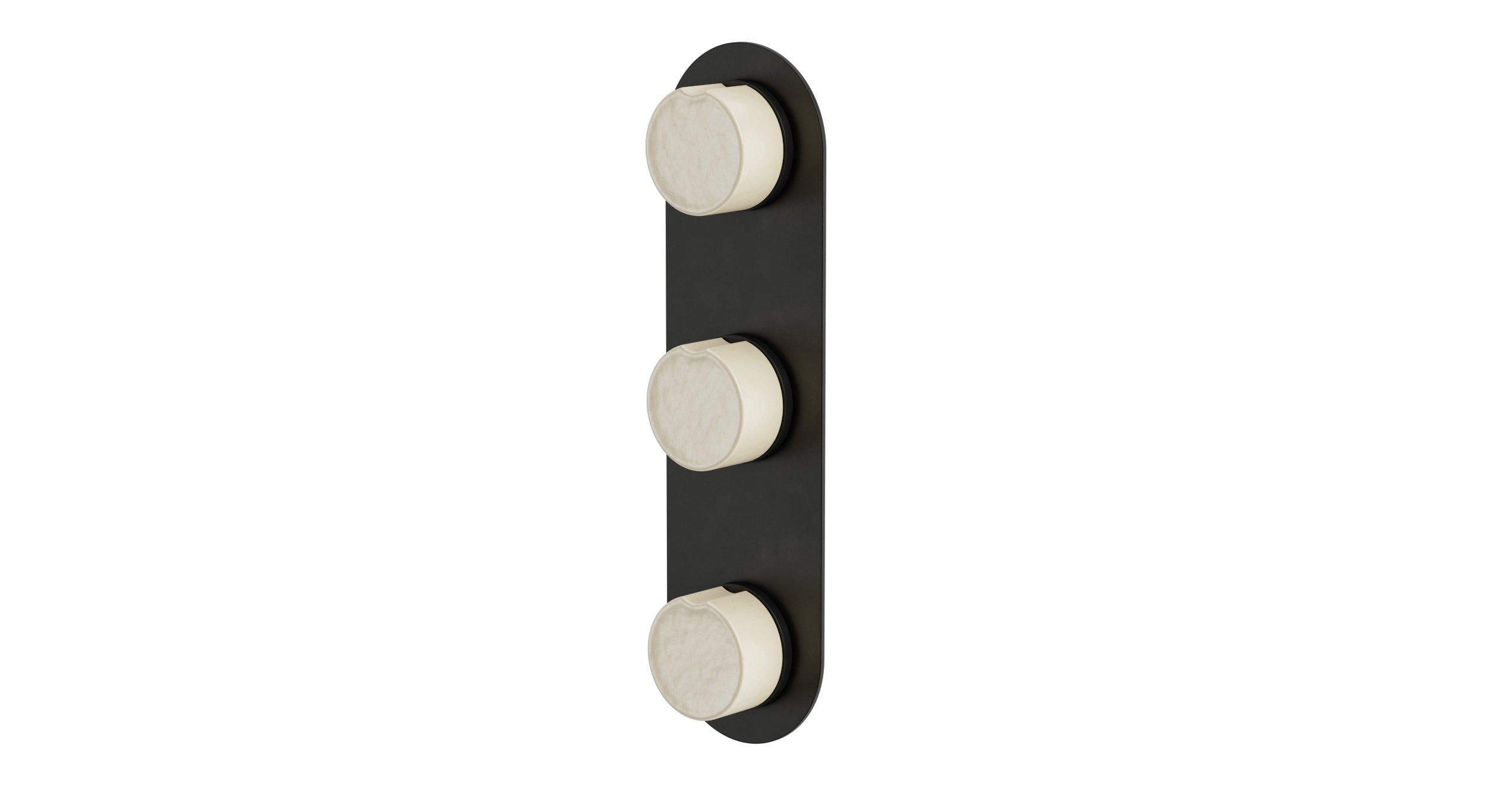 Foundry Three Handle Wall Mount Shower Trim with Groove Ceramic Knob Handles in Oil Rubbed Bronze