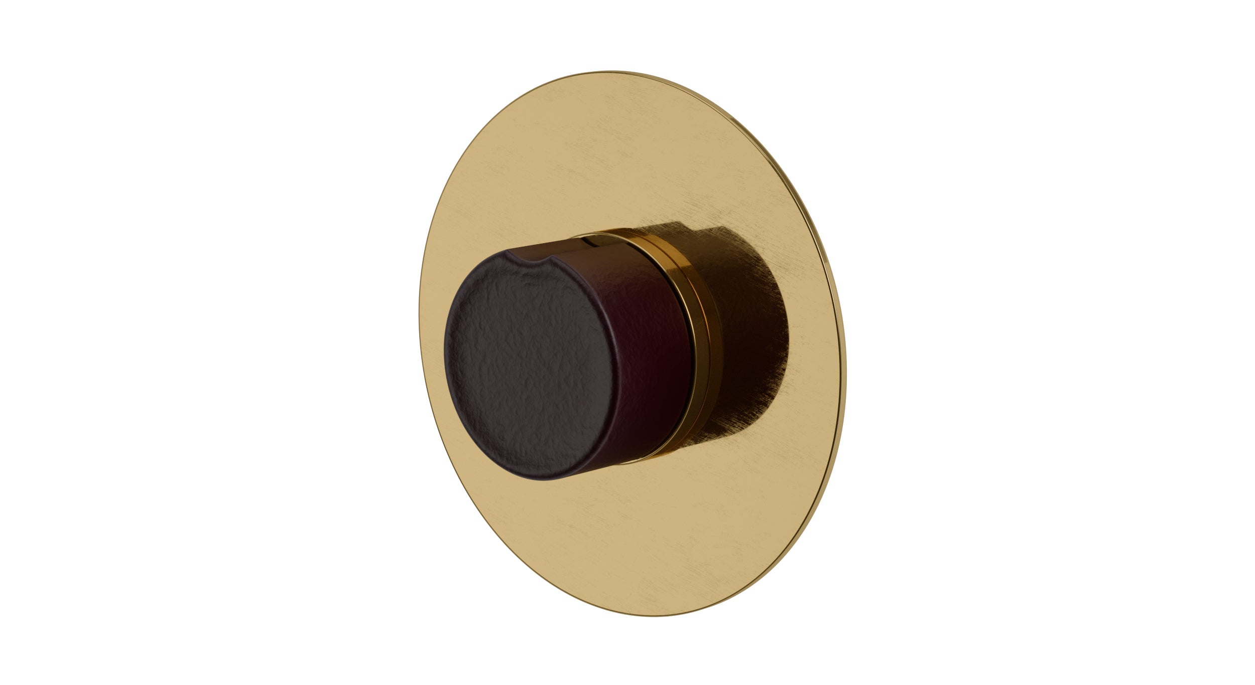 Foundry One Handle Wall Mount Shower Trim with Groove Ceramic Knob Handle in Uncoated Polished Brass
