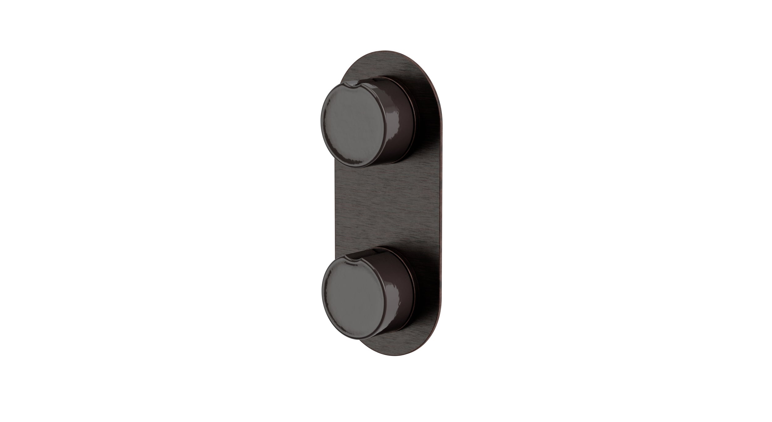 Foundry Two Handle Wall Mount Shower Trim with Groove Ceramic Knob Handles in Antique Bronze
