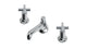Emerson Two Handle Deck Mount Low Hexagon Lavatory Faucet with Classic Cross Handles in Polished Chrome