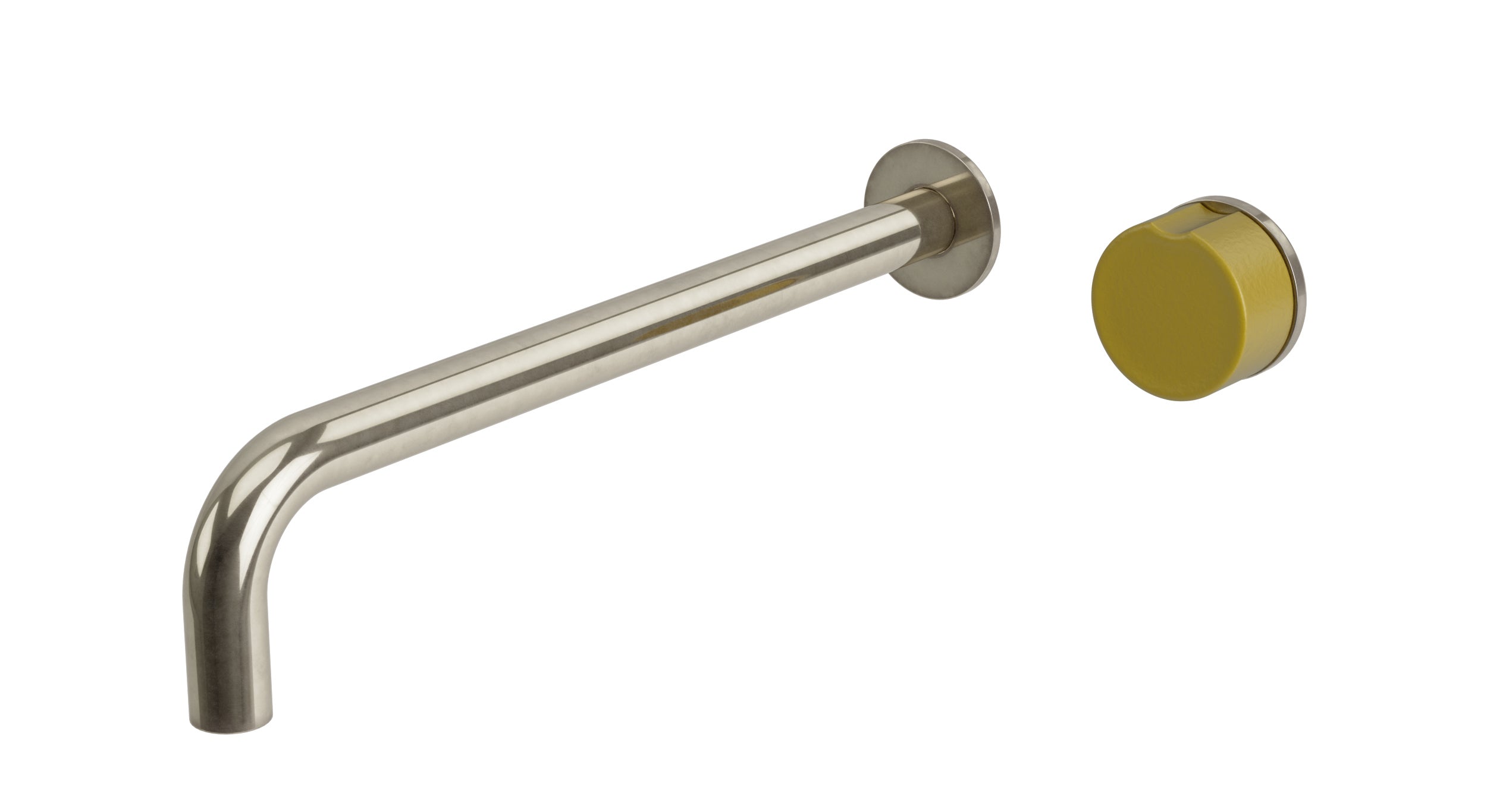 Foundry One Handle Wall Mount 12" Lavatory Faucet with Pebble Ceramic Knob Handle in French Nickel