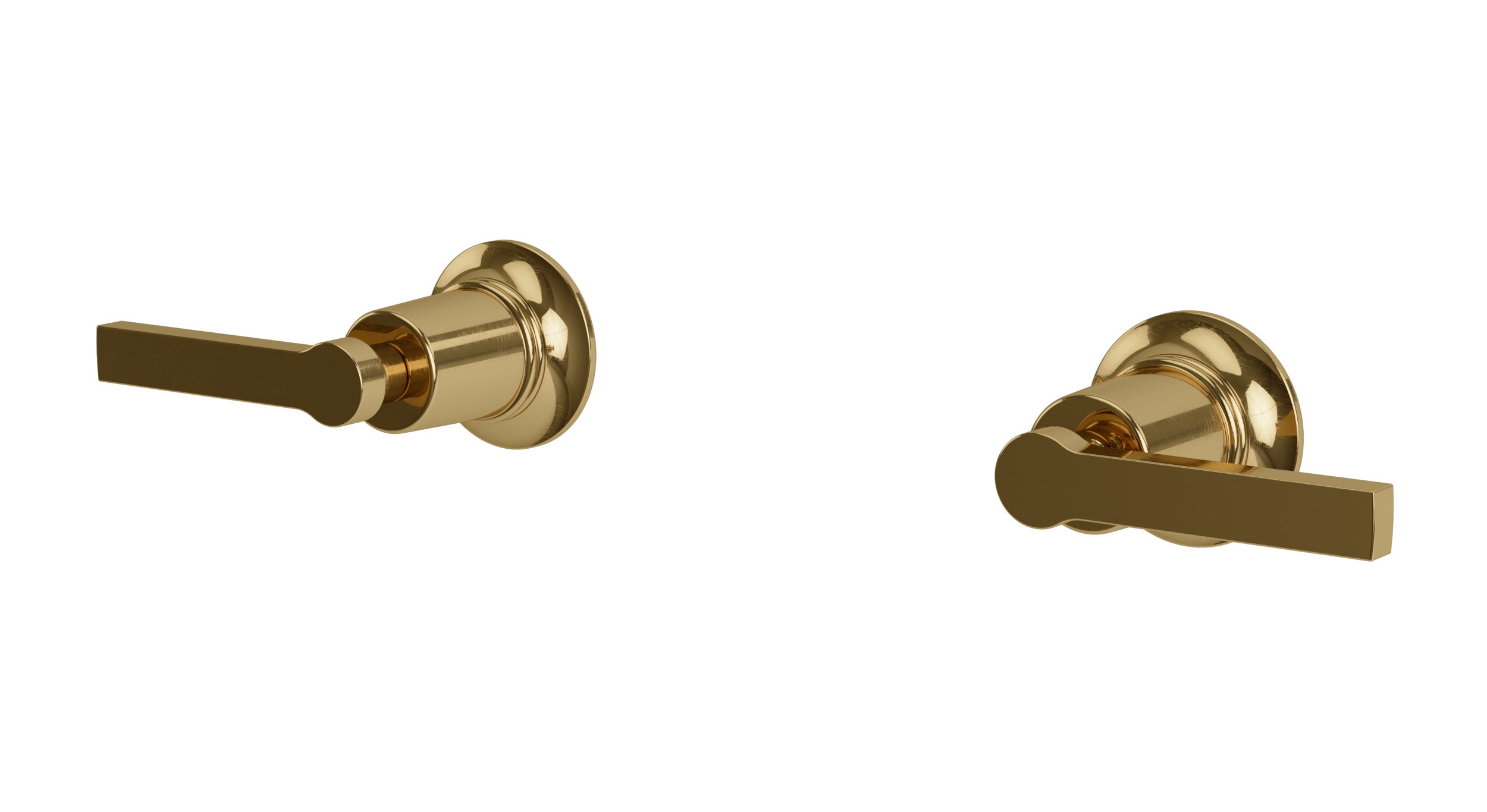 Emerson Two Handle Wall Mount Bath Trim with Classic Lever Handles in Uncoated Polished Brass