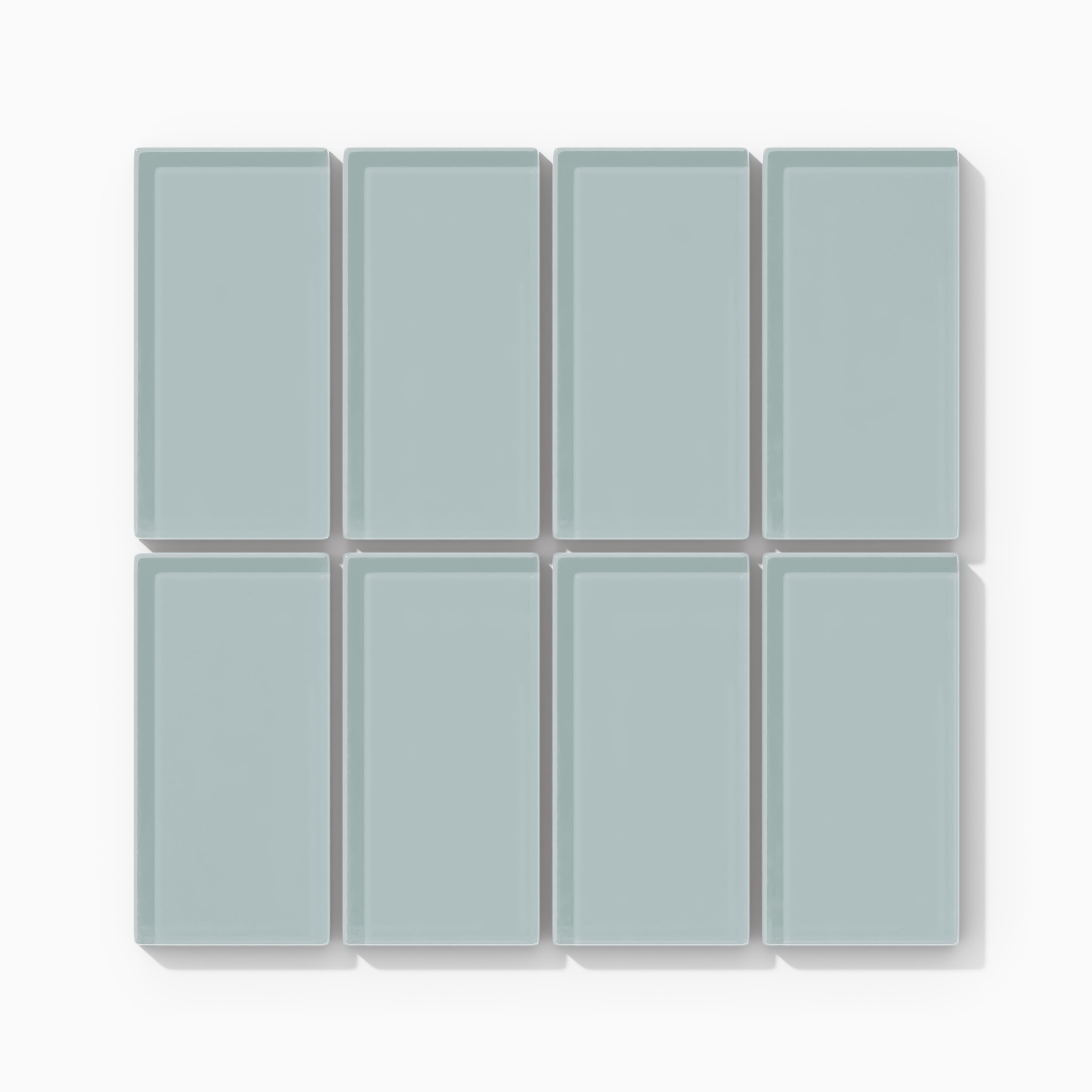 2x4 Straight Set Sheeted Glass Mosaic Tile in Great Blue Heron Gloss