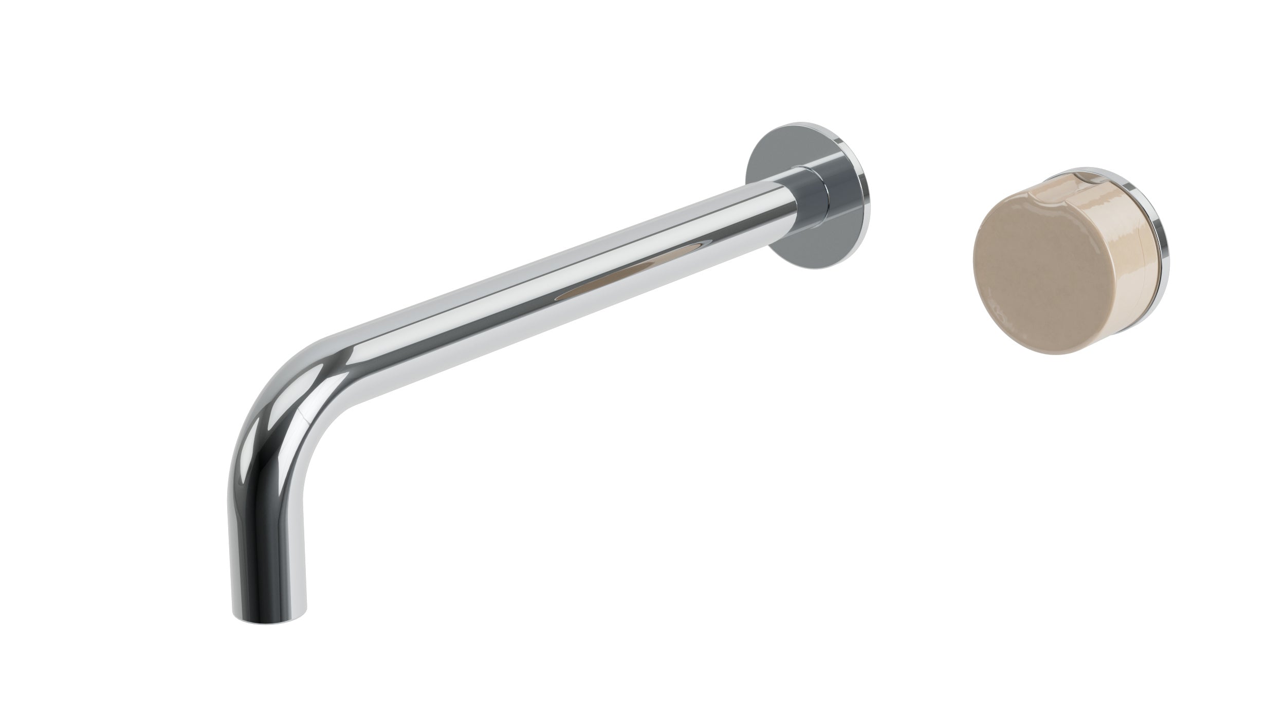 Foundry One Handle Wall Mount 10" Lavatory Faucet with Groove Ceramic Knob Handle in Polished Chrome