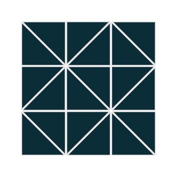 3" Triangle Sheeted - Quadrant Original Ceramic Mosaic Tile in Caspian Sea Matte