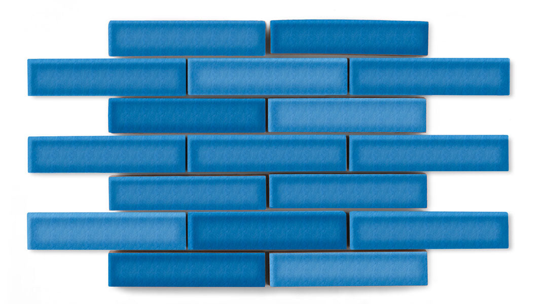 1x4 Half Offset Sheeted Original Ceramic Mosaic Tile in Aegean Sea Gloss