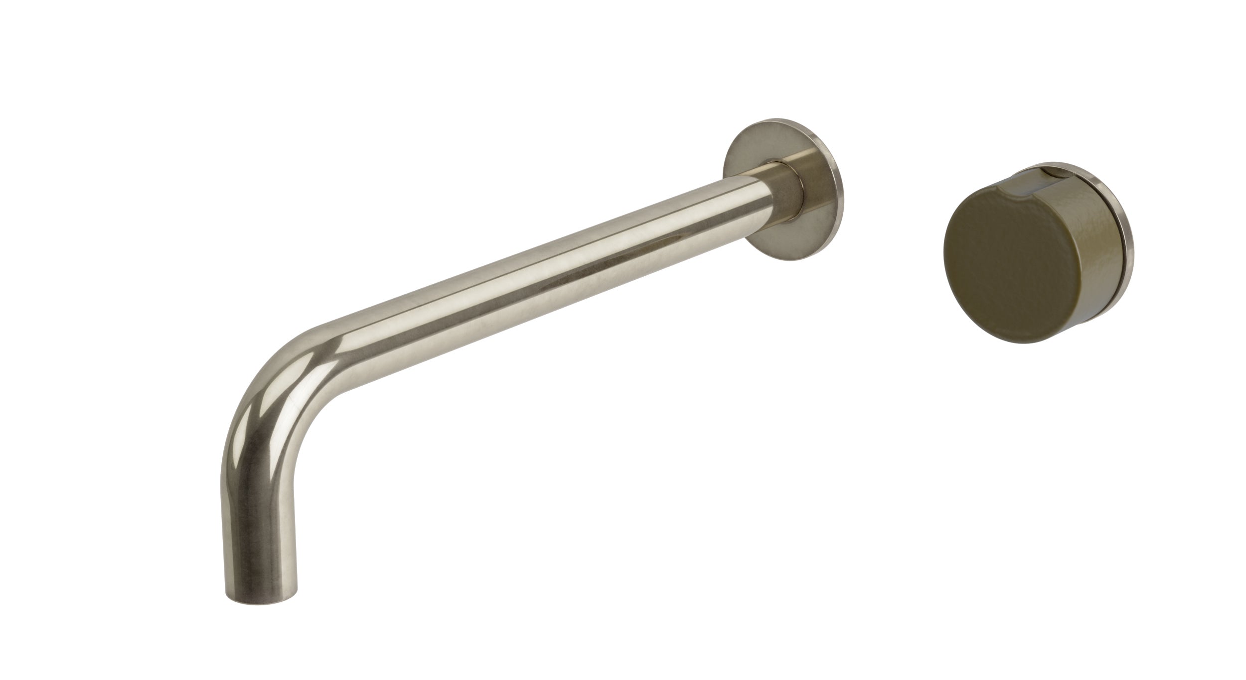 Foundry One Handle Wall Mount 10" Lavatory Faucet with Groove Ceramic Knob Handle in French Nickel