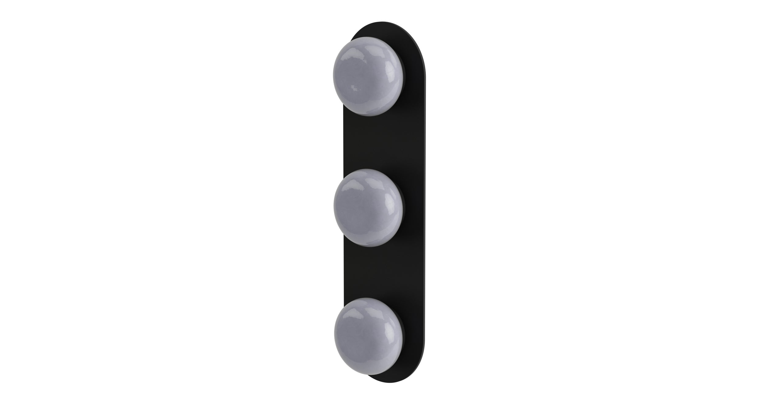Foundry Three Handle Wall Mount Shower Trim with Pebble Ceramic Knob Handles in Matte Black