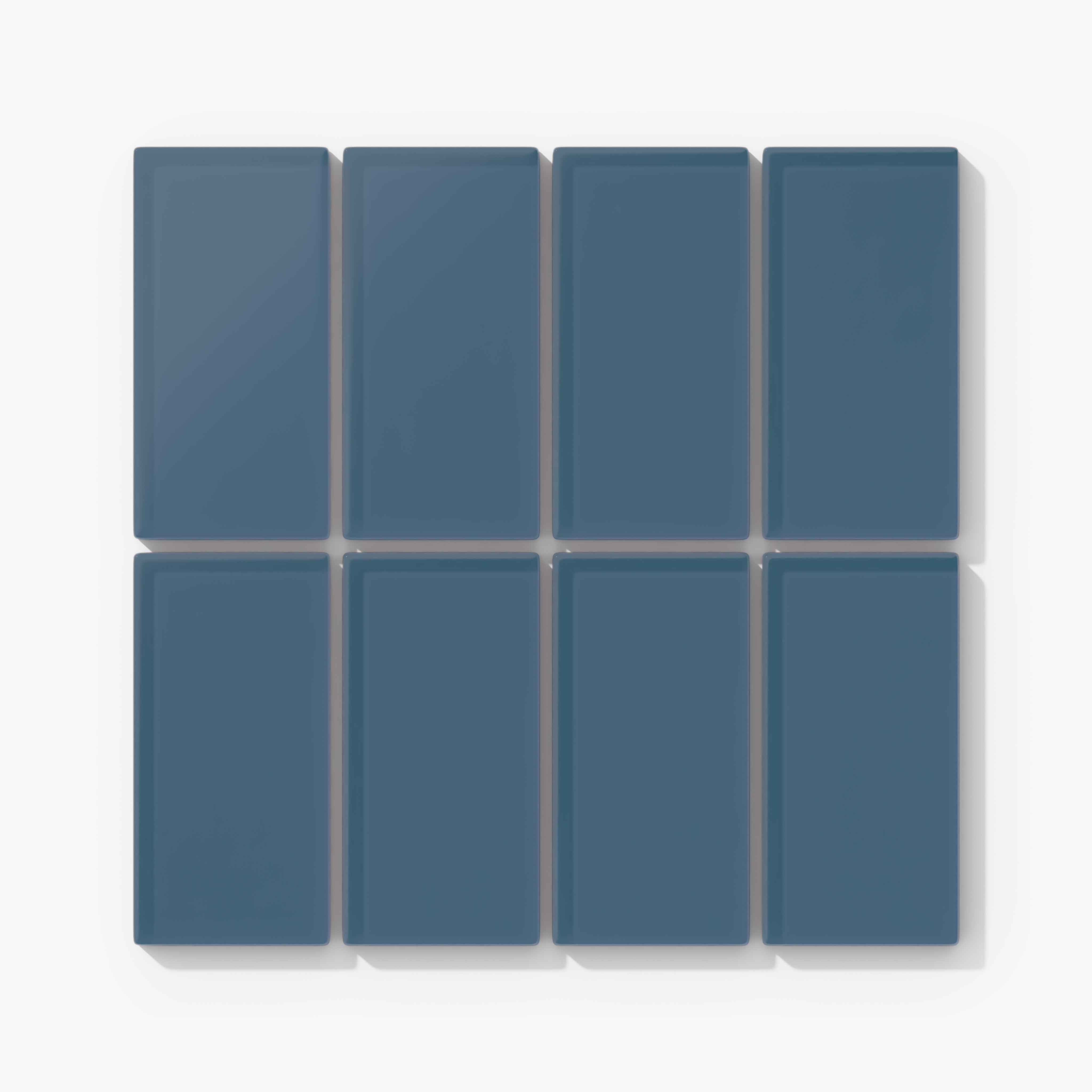 2x4 Straight Set Sheeted Glass Mosaic Tile in Blue Jay Matte