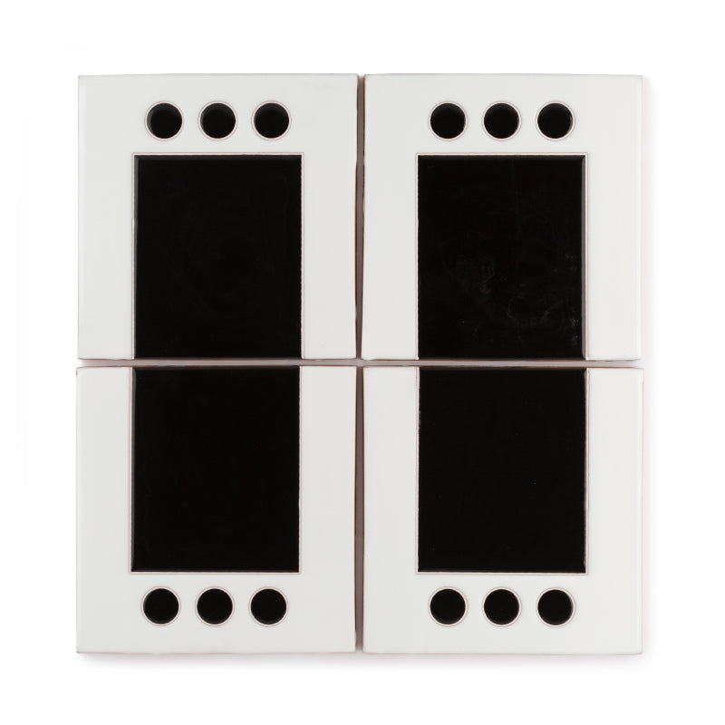 6x6 Handpainted Tile Dot Dash 2 in Charcoal