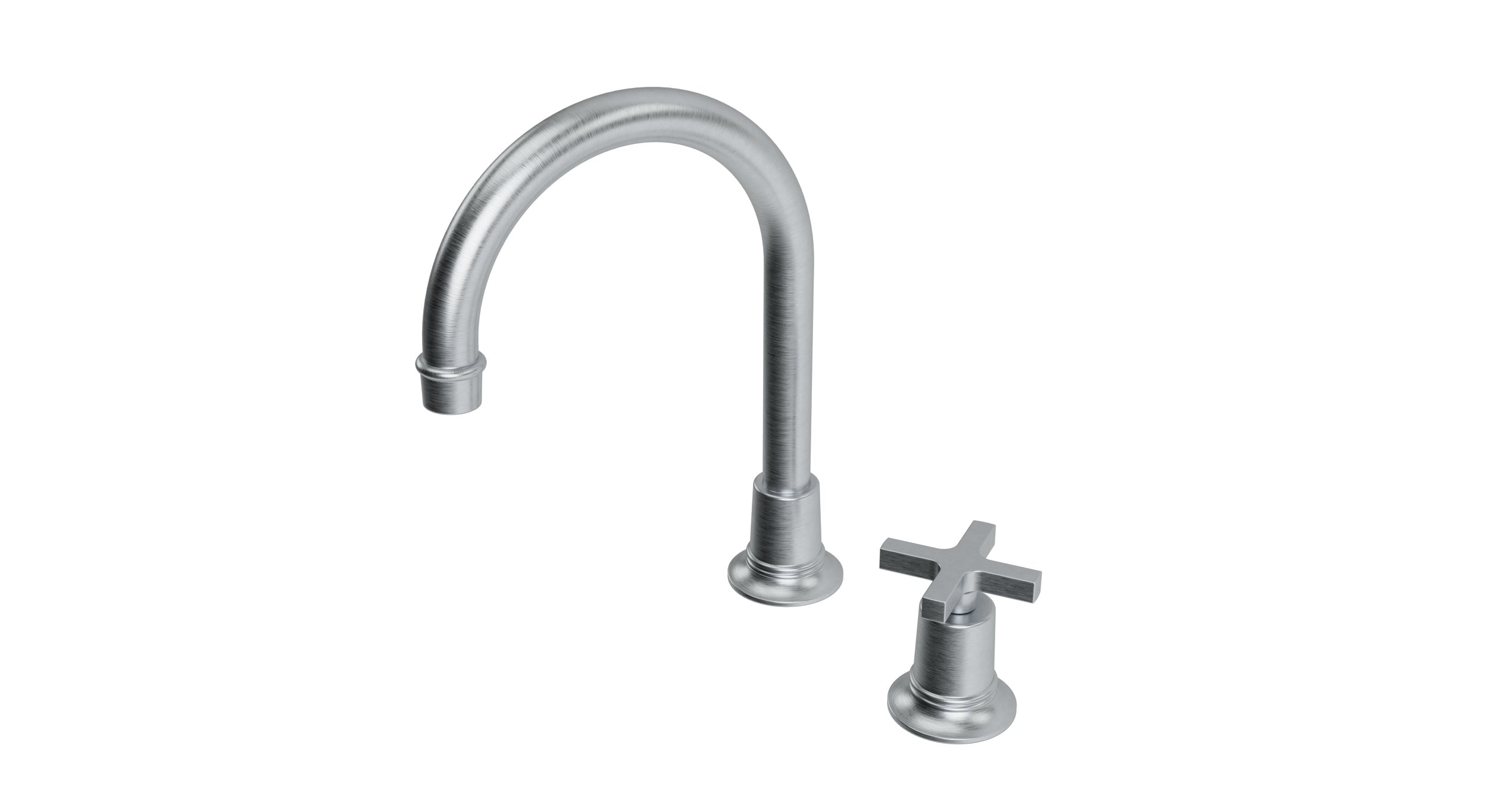 Emerson One Handle Deck Mount Gooseneck Lavatory Faucet with Classic Cross Handle in Satin Chrome