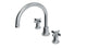 Emerson Two Handle Deck Mount Gooseneck Bath Trim with Defined Cross Handles in Satin Chrome