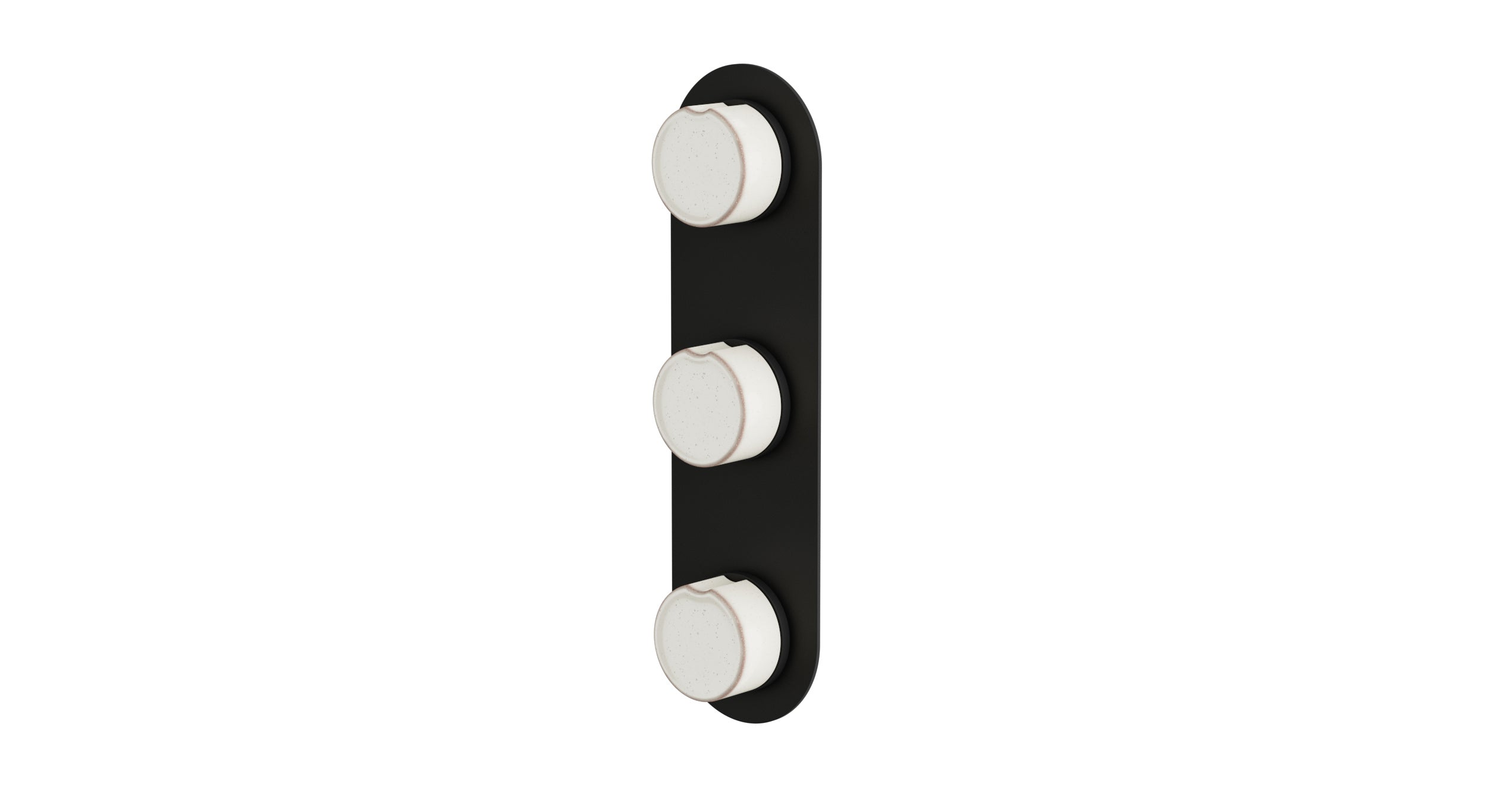 Foundry Three Handle Wall Mount Shower Trim with Groove Ceramic Knob Handles in Matte Black