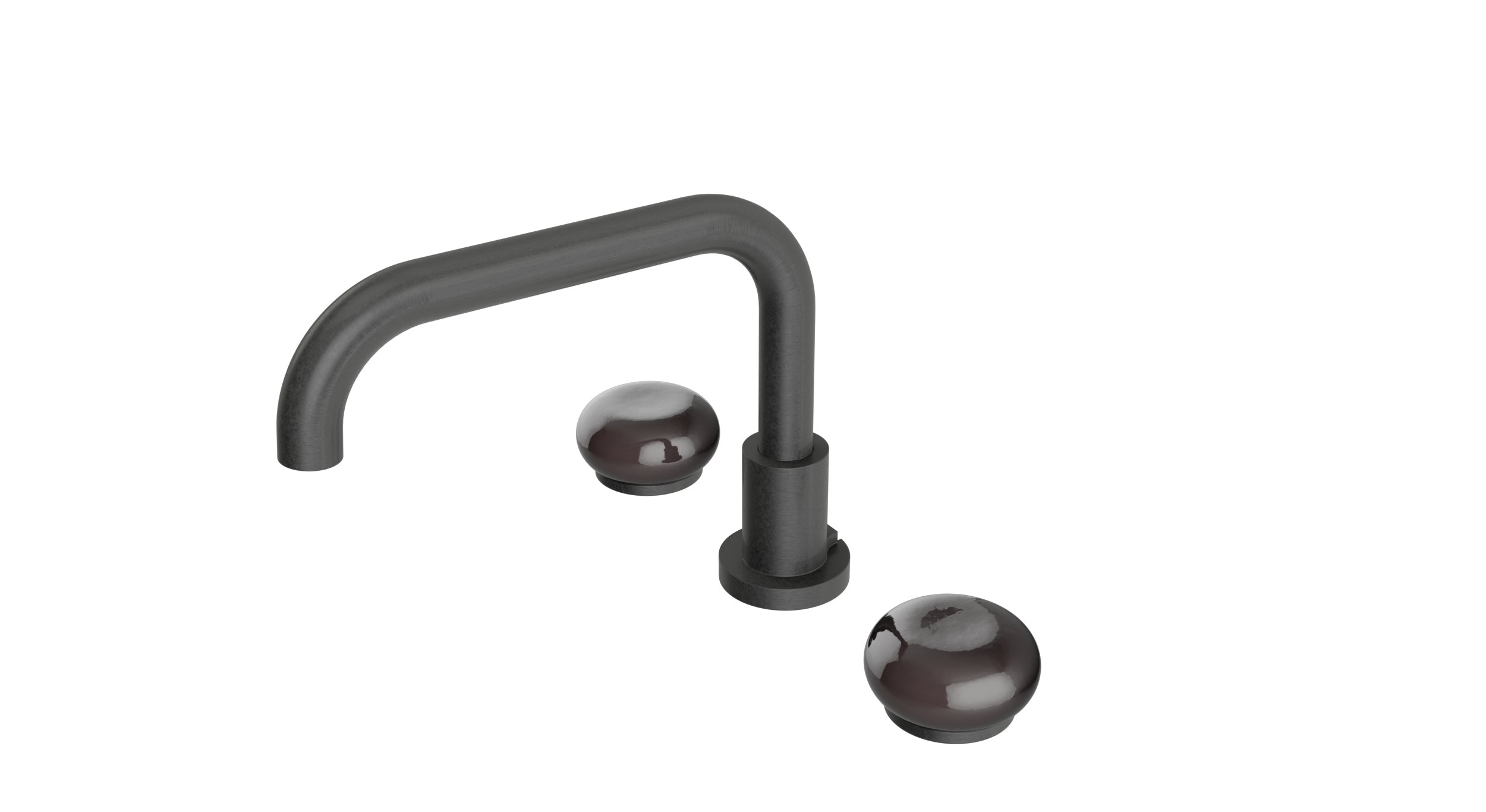 Foundry Two Handle Deck Mount Squaretop Bath Trim with Pebble Ceramic Knob Handles in Blackened Nickel