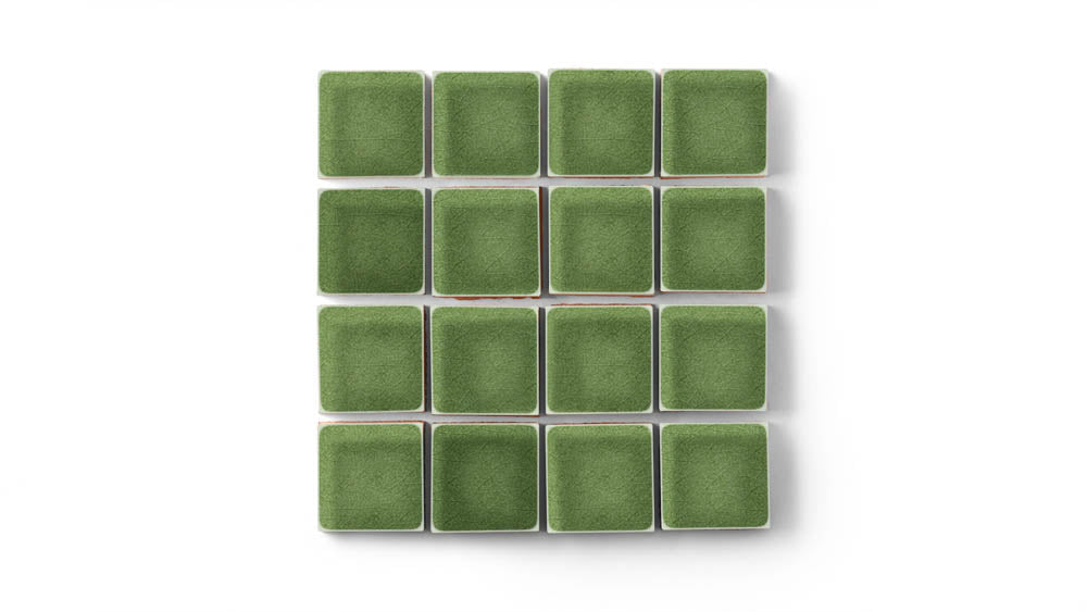 2x2 Straight Set Sheeted Original Ceramic Mosaic Tile in Kelp Gloss