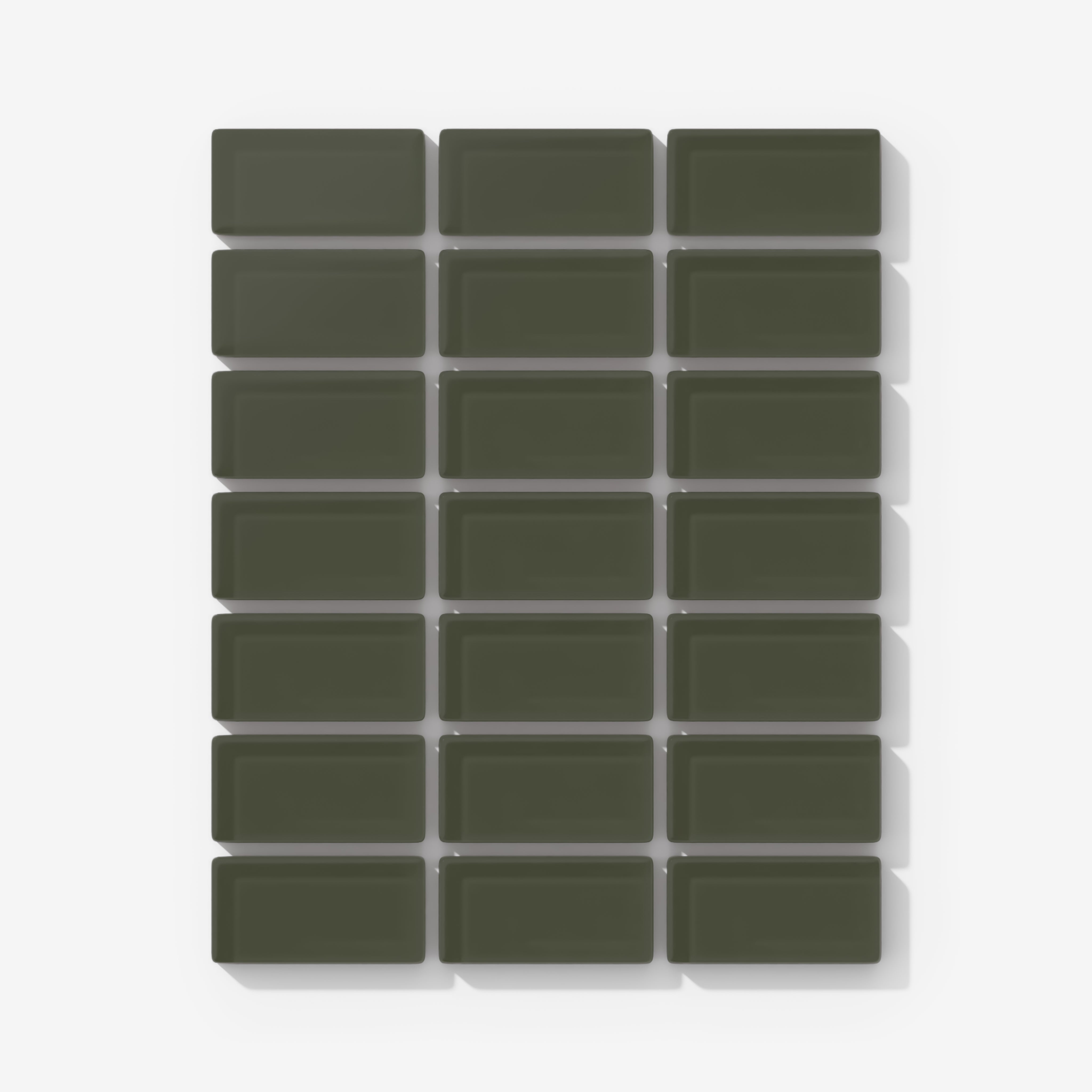 1x2 Straight Set Sheeted Glass Mosaic Tile in Roadrunner Matte
