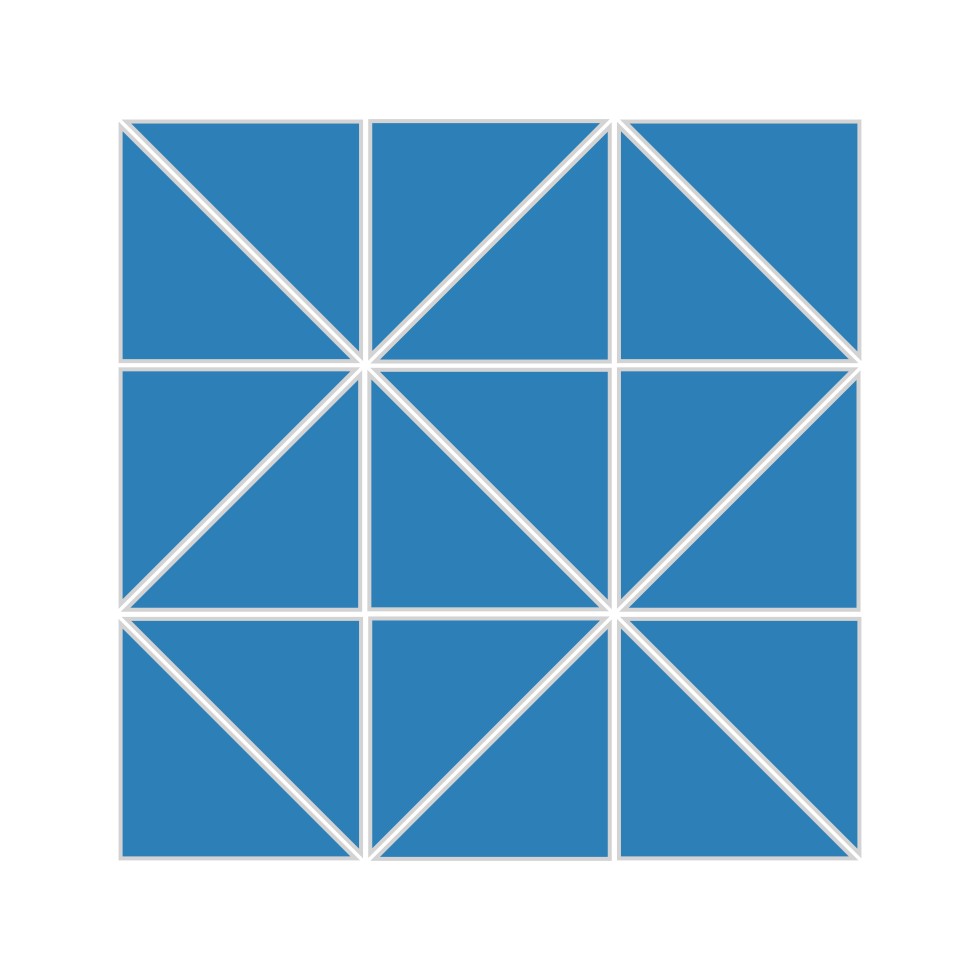 3" Triangle Sheeted - Quadrant Original Ceramic Mosaic Tile in Aegean Sea Matte