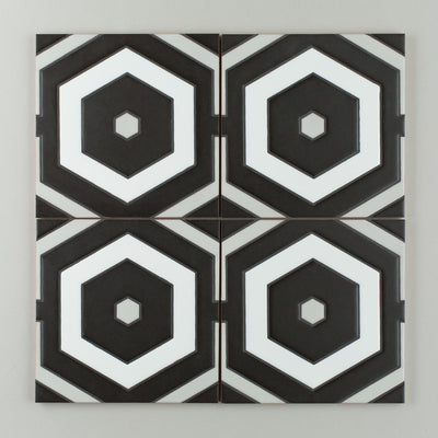 8x8 Handpainted Sample Tortoise Shell  in Black & White Motif