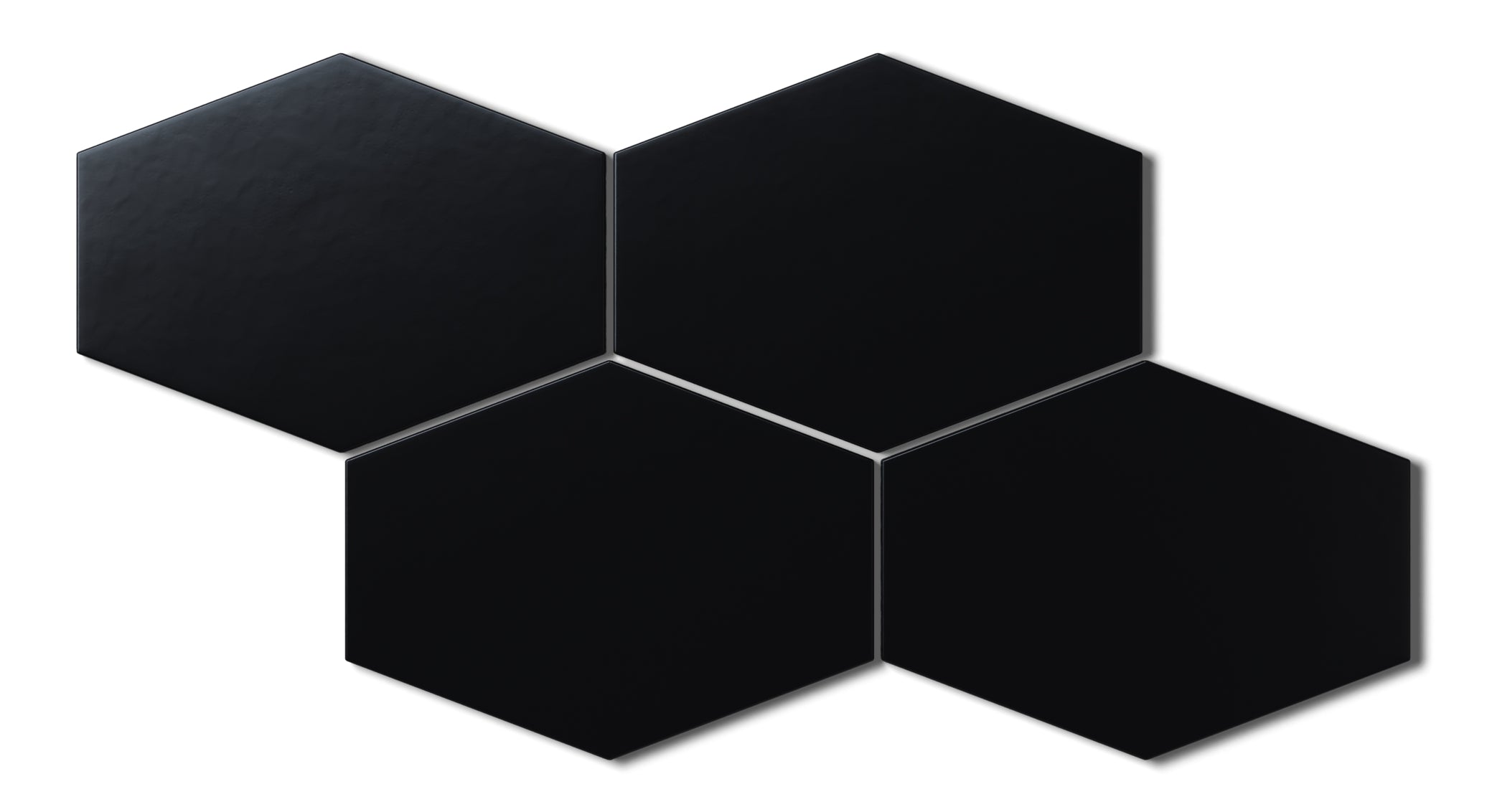 Elongated Hexagon Natural Press Ceramic Tile in Bone Black Matte