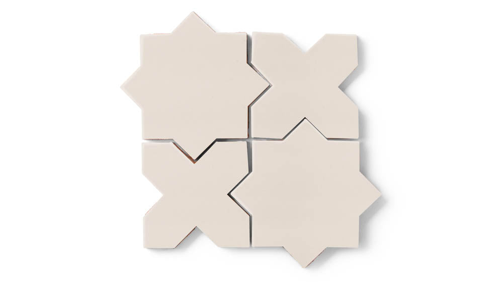 Star & Cross Original Ceramic Tile in Ivory Gloss