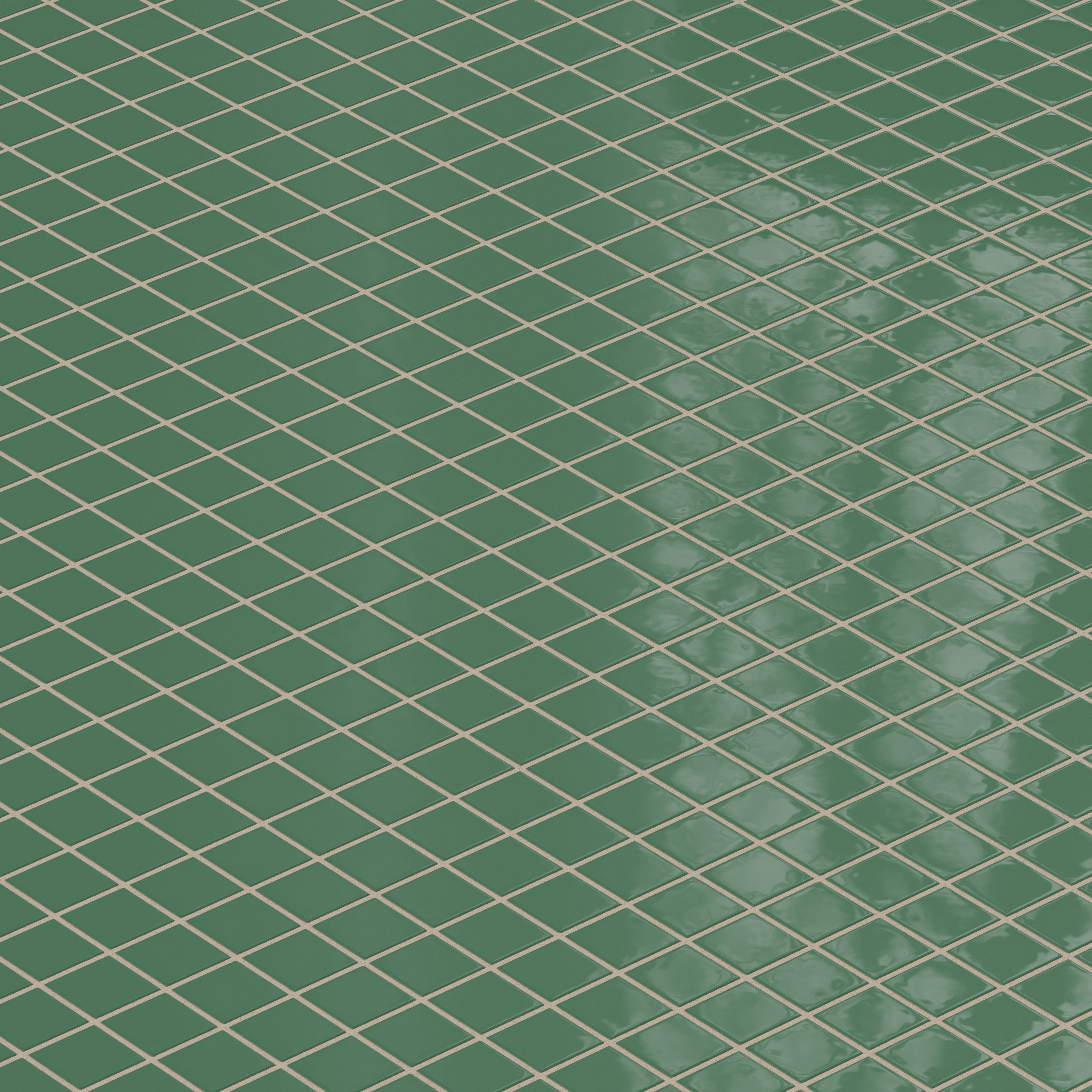 2x2 Straight Set Sheeted Natural Press Ceramic Mosaic Tile in Viridian Gloss
