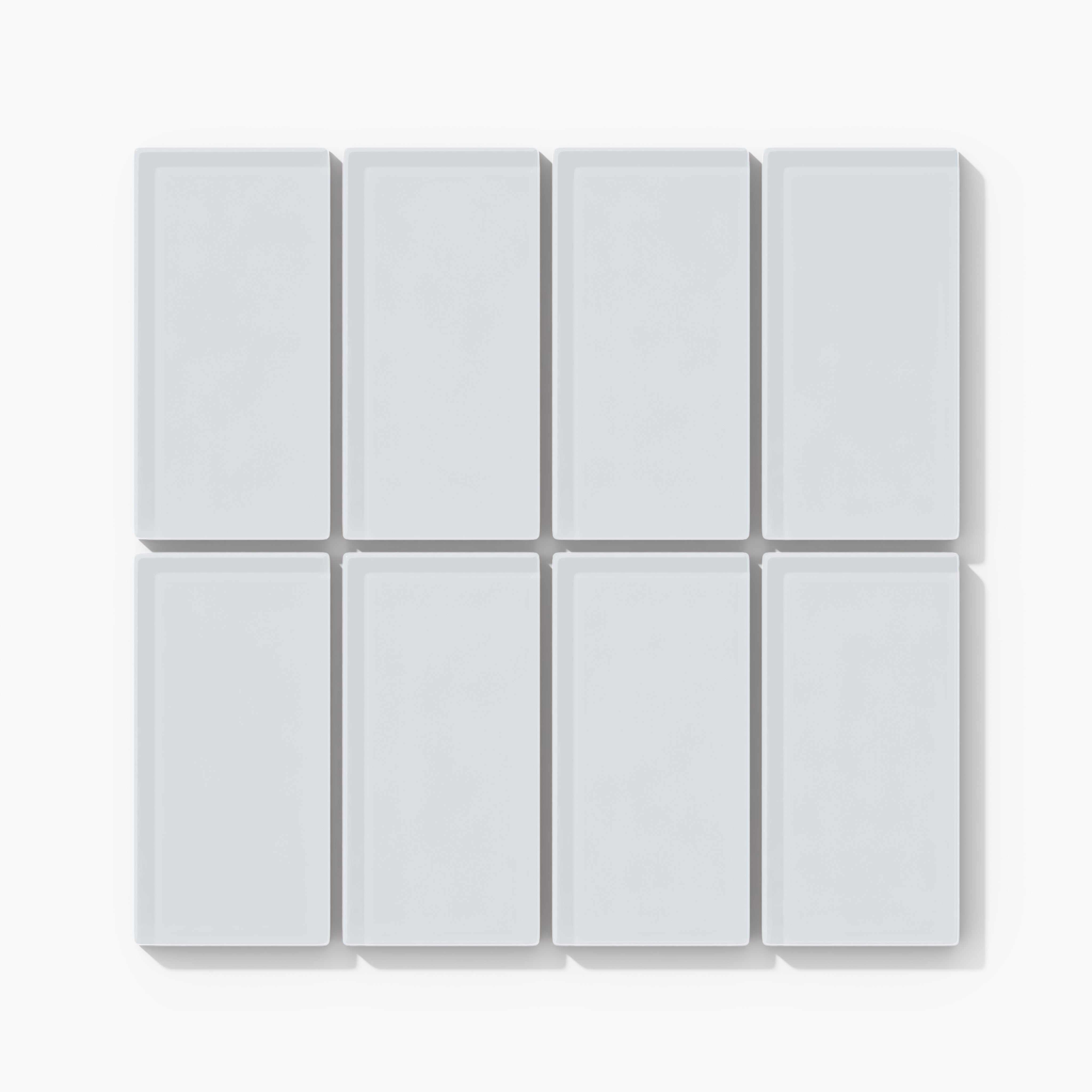 2x4 Straight Set Sheeted Glass Mosaic Tile in Snowy Owl Gloss