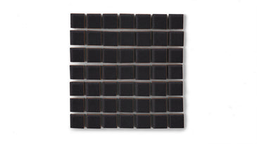 1x1 Straight Set Sheeted Original Ceramic Mosaic Tile in Raven Matte